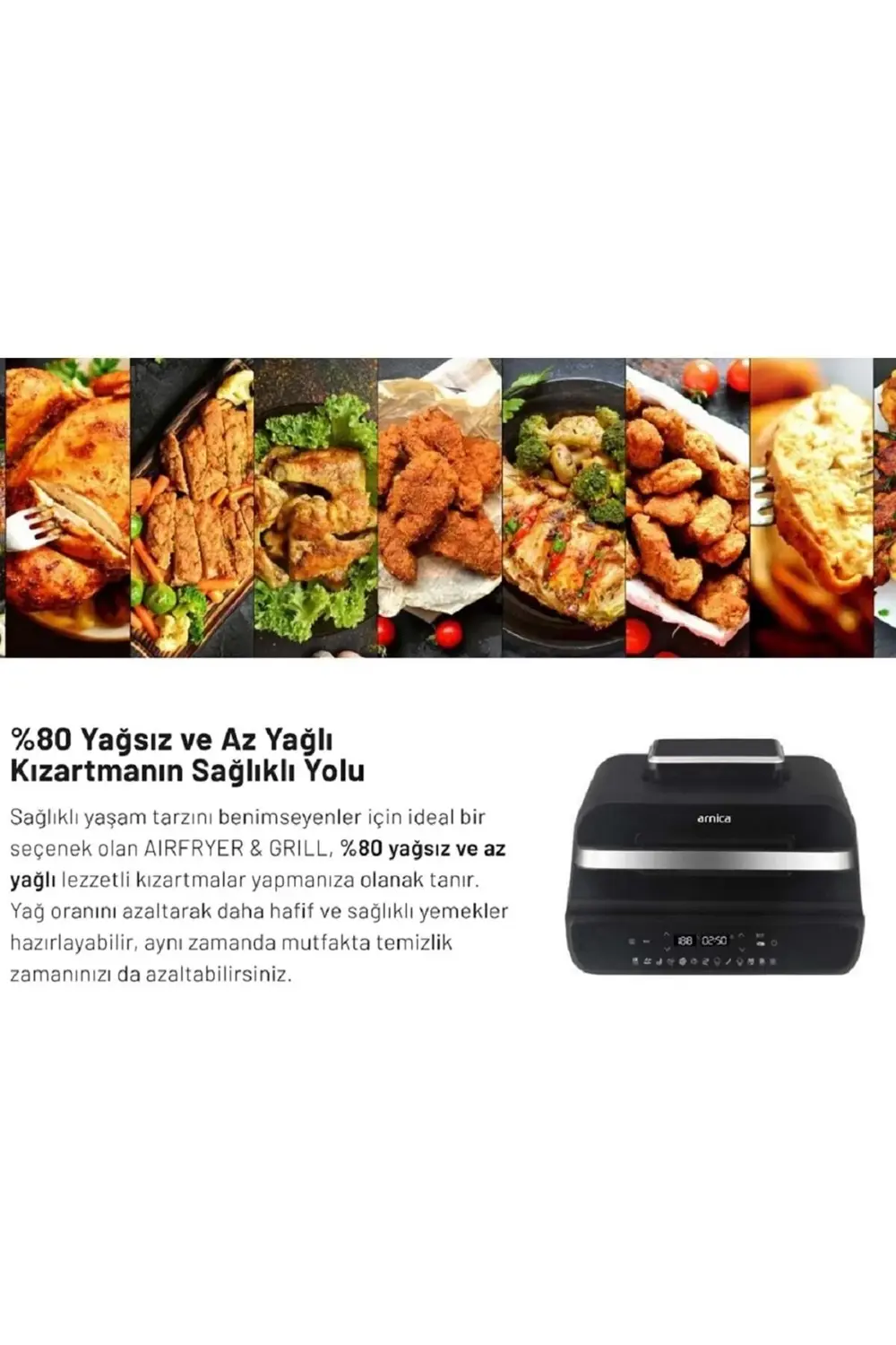 Arnica Airfryer & Grill İzgaralı Sıcak Hava Fritözü Gh22100