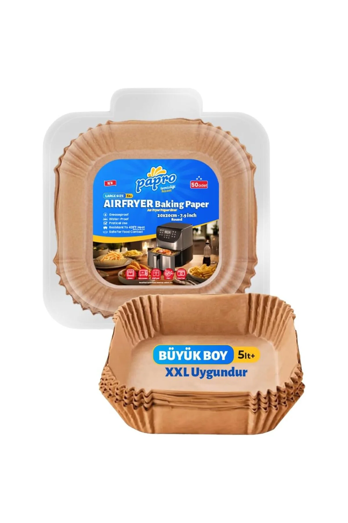 Airfryer Pişirme Kağıdı, Fritöz Yağlı Kağıdı, Yanmaz Kağıt XXL Uy