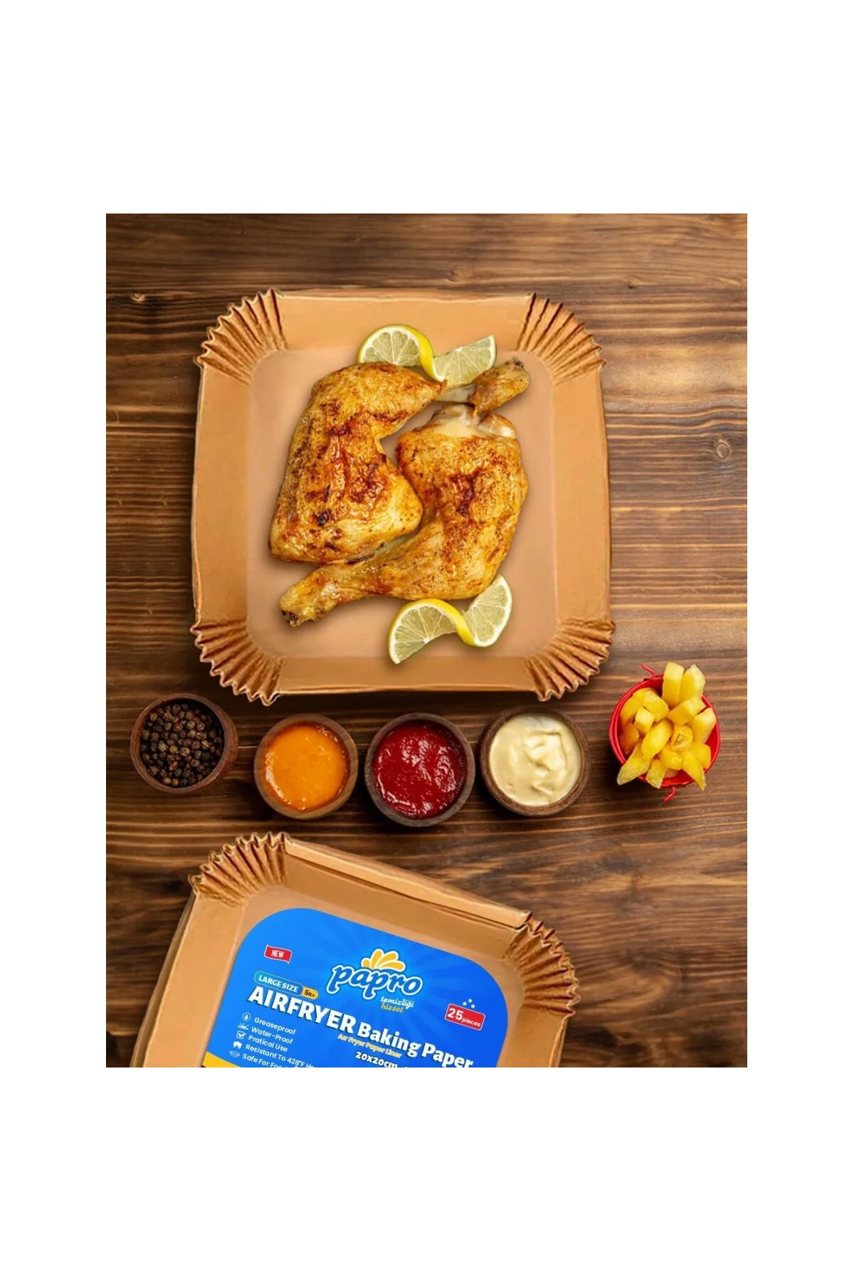 Airfryer Pişirme Kağıdı, Fritöz Yağlı Kağıdı, Yanmaz Kağıt XXL Uy