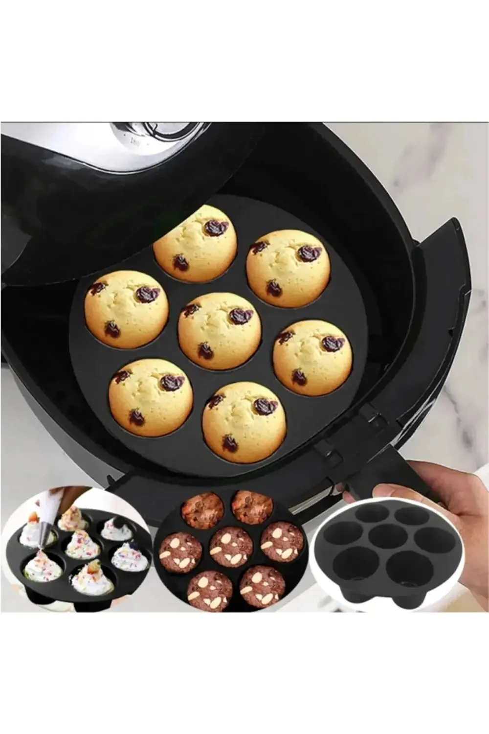 Airfryer Silikon Muffin Kek Kalıbı 7 Gözlü Hava Fritözü Kek Ve Çö