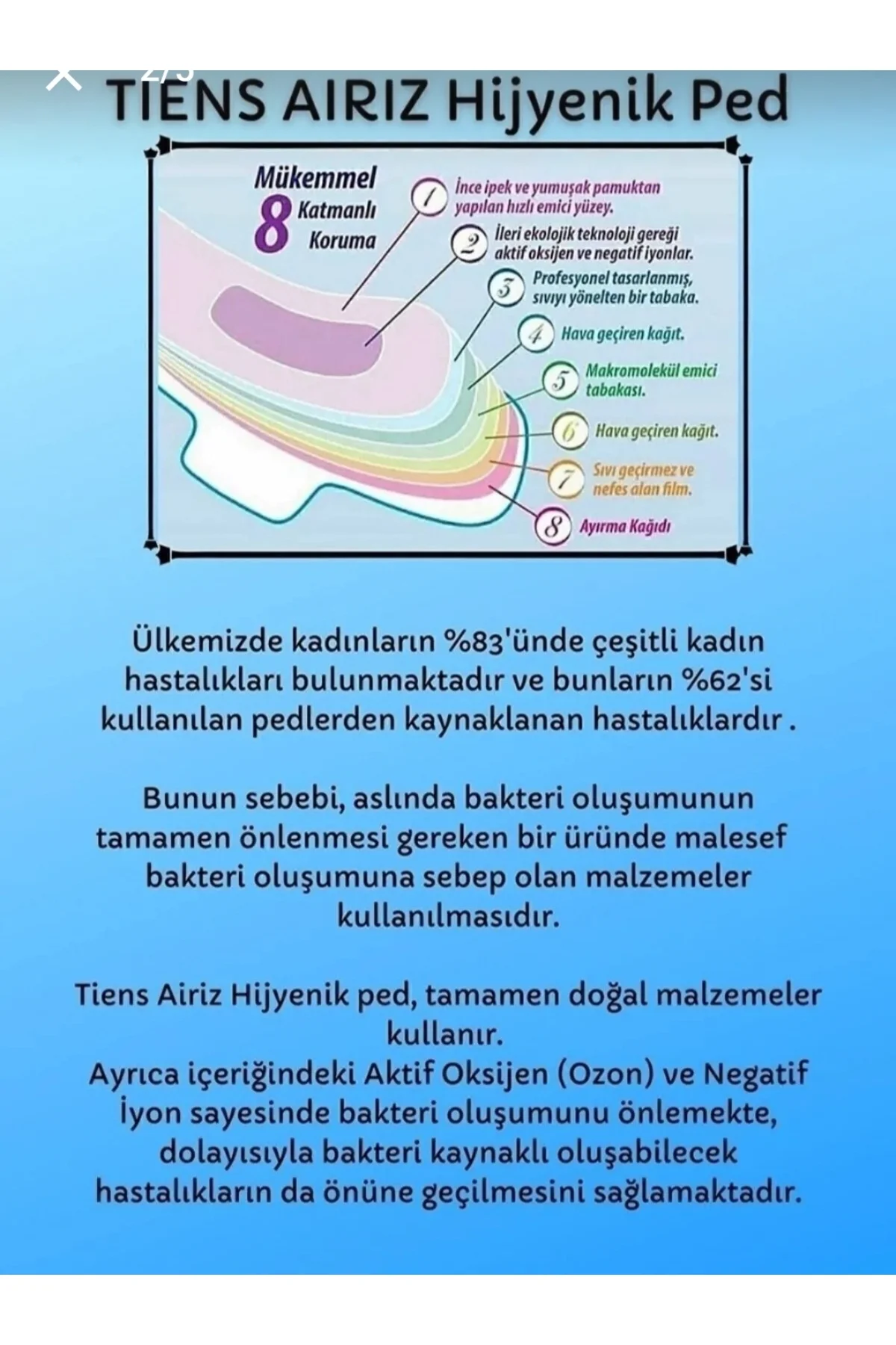 Airiz Hijyenik Kadın Pedi 2 Paket 10'lu Orta Boy