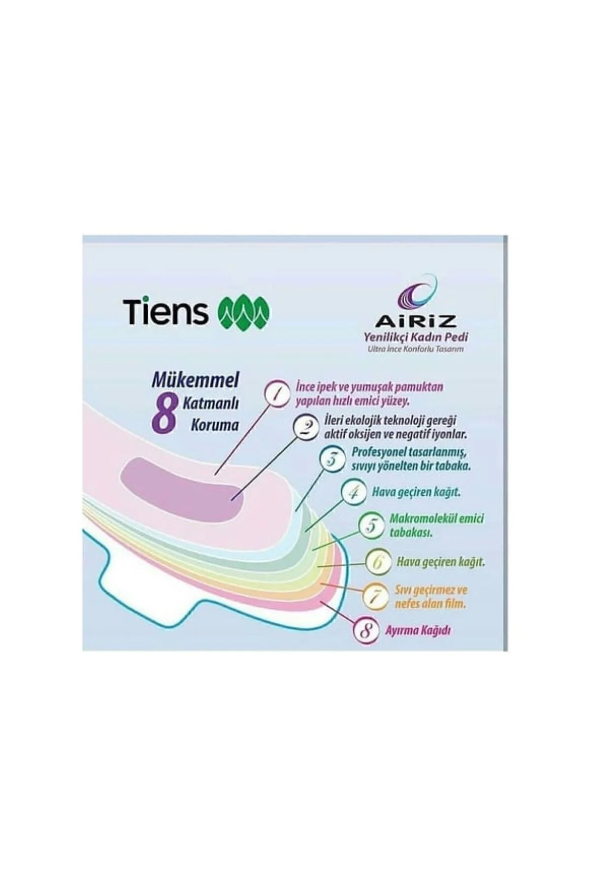 Airiz Hijyenik Kadın Pedi 8'li Gece Ped (8'li 2 Paket)