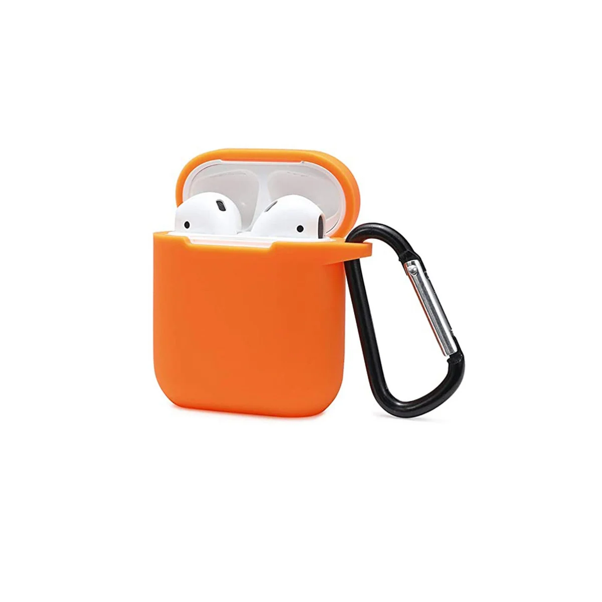 Airpods 2 (2.Nesil) Sert Silikon Kılıf - Turuncu, Askılı ve Dayanıklı Koruma