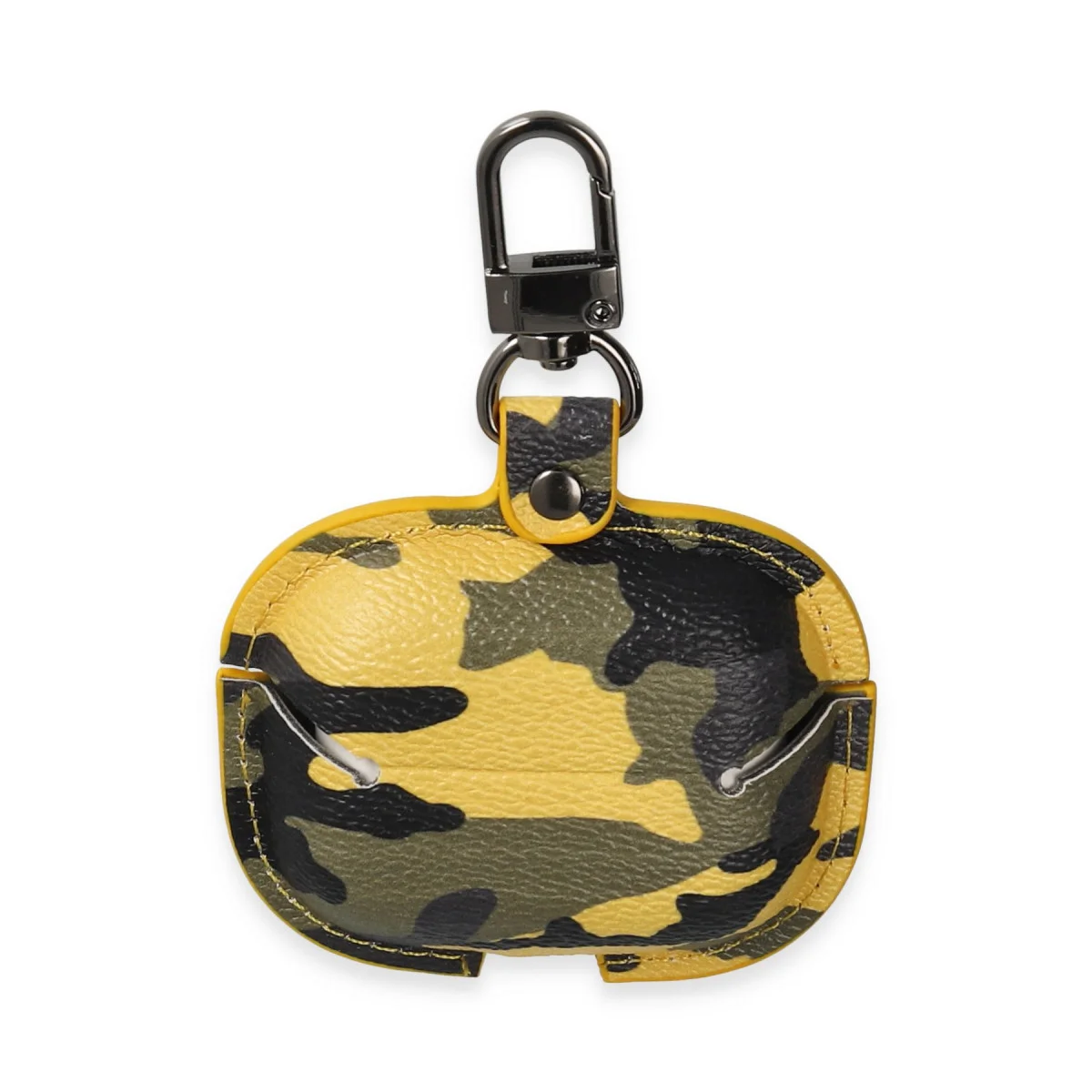 Airpods 3 (3. Nesil) Deri Kamuflaj Çanta Kılıf - Güvenli Taşıma ve Sarı Renk