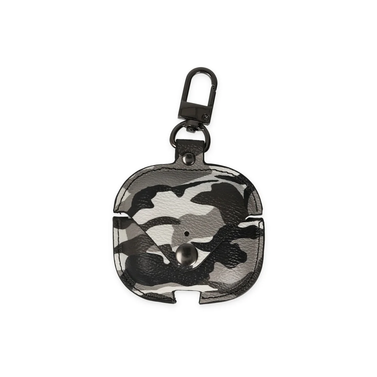 Airpods 3 (3. Nesil) Deri Çanta Kılıf - Gri Kamuflaj