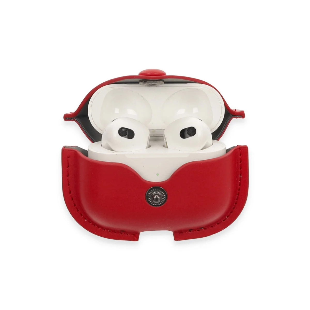 Airpods 3 Deri Kılıf Kırmızı - Askılı Taşıma Çantası ve Güvenli Koruma