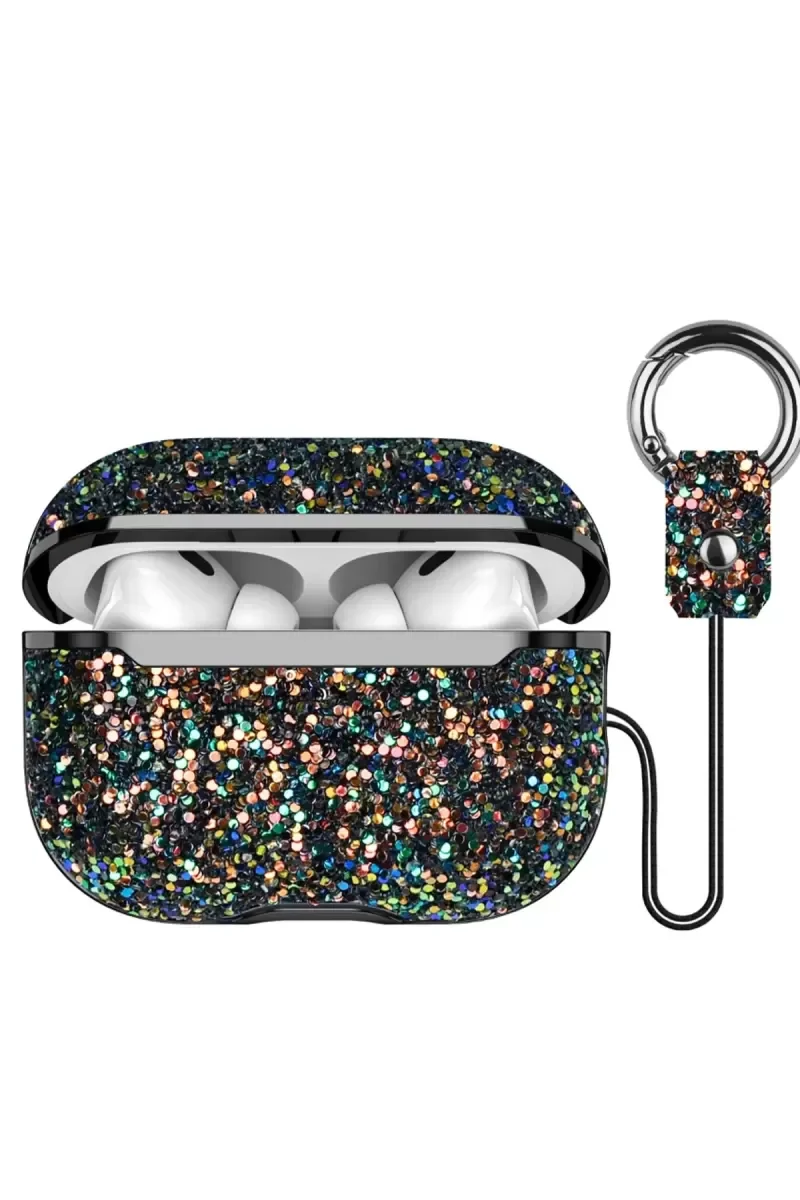 Airpods 3 ile Uyumlu Bright Simli Kapak - Siyah, Şık Koruma
