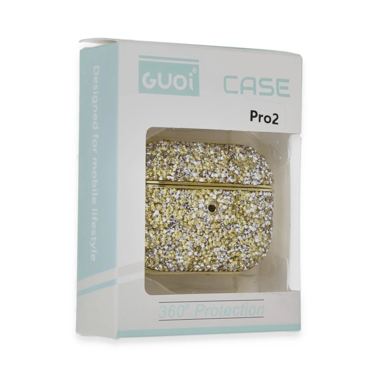 Airpods Pro 2 (2.nesil) Luz Taşlı Kılıf - Gold Premium Koruma ve Şıklık
