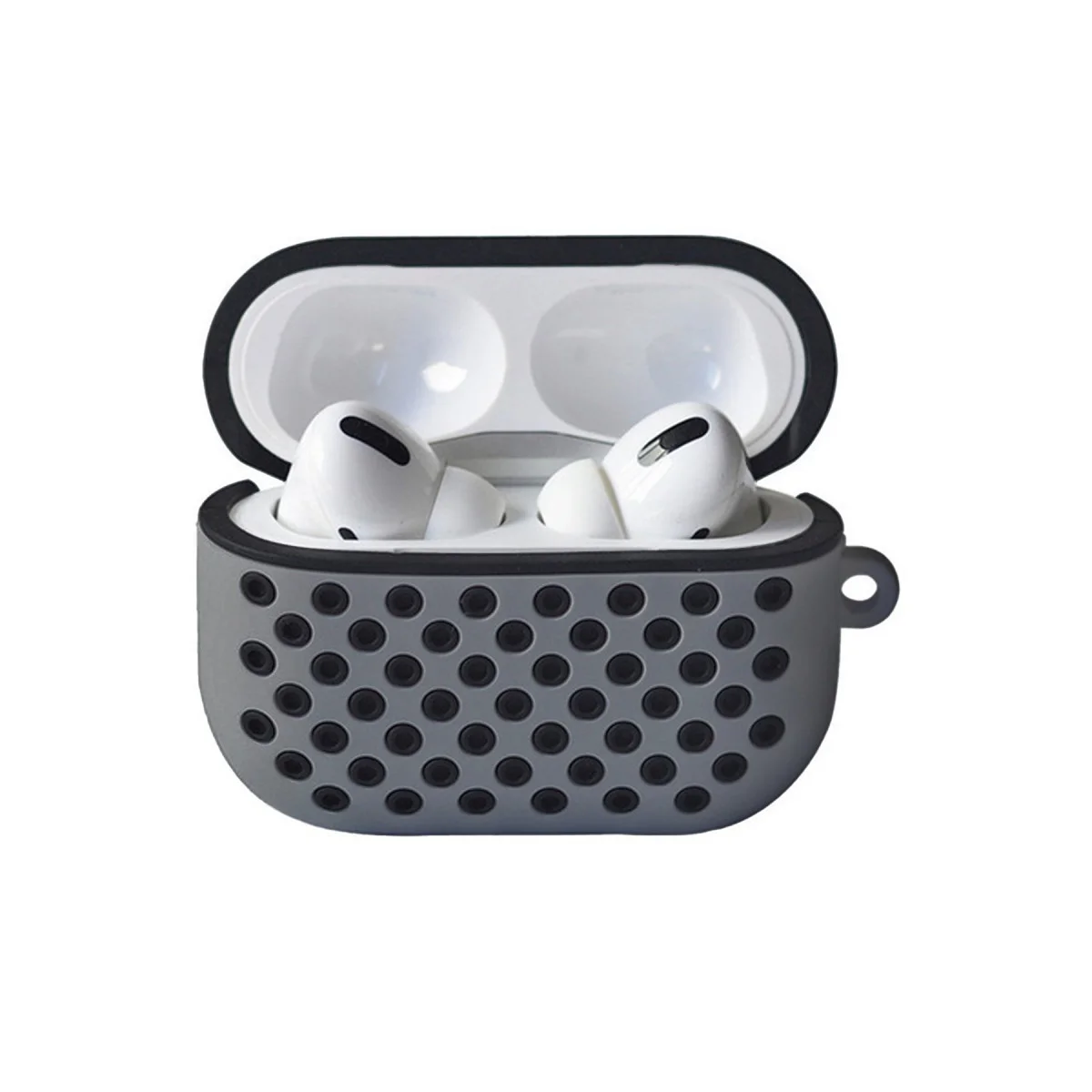 Airpods Pro 2 Spor Delikli Kılıf - Gri-Siyah (Maksimum Koruma ve Şıklık)