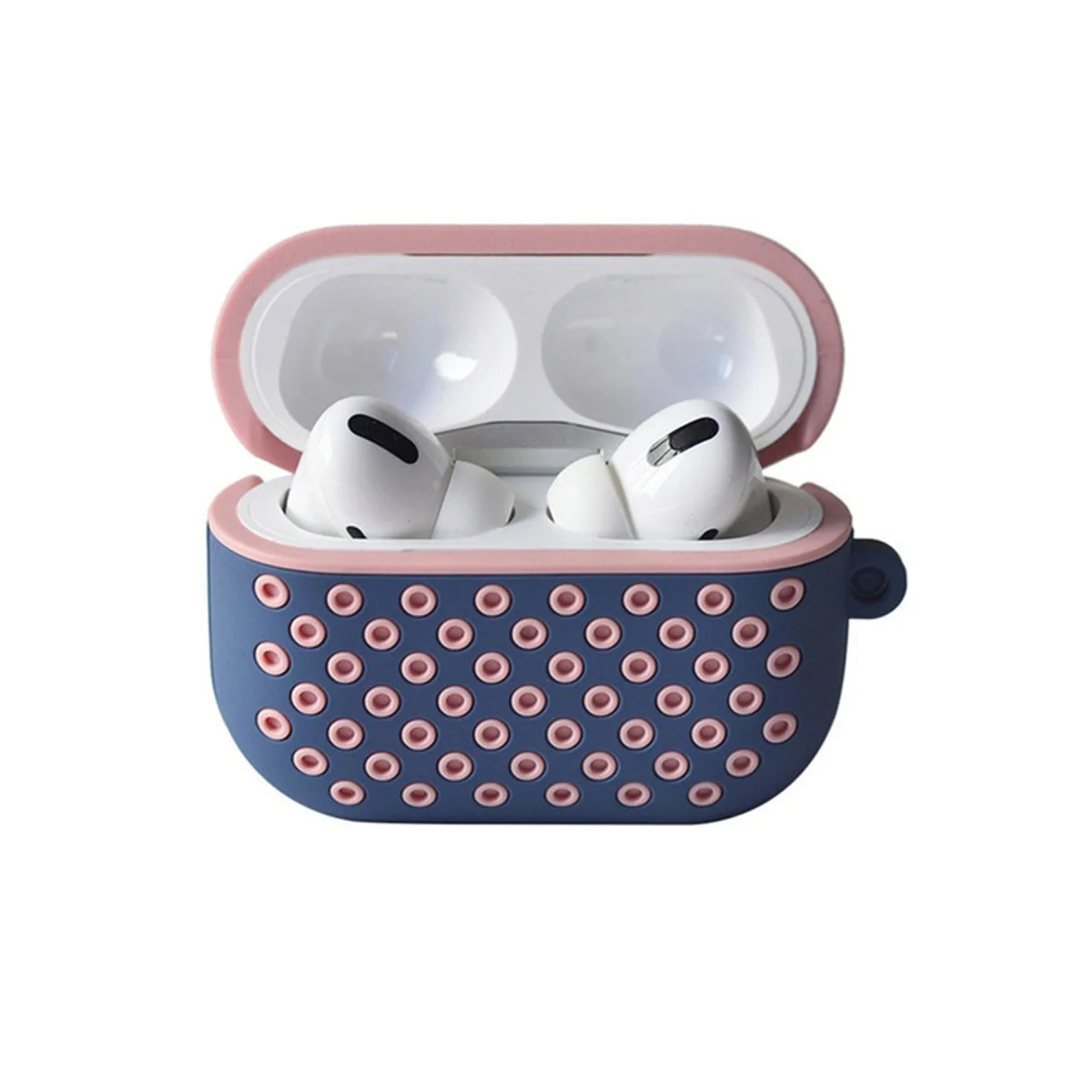 Airpods Pro 2 Spor Delikli Kılıf - Mavi-Pembe Askılı Tasarım ve Koruyucu Kılıf