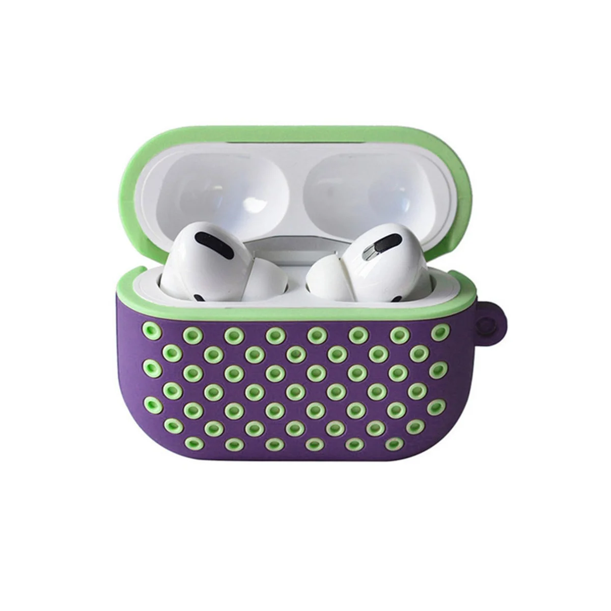 Airpods Pro 2 Spor Delikli Kılıf (2. Nesil) - Lila-Yeşil