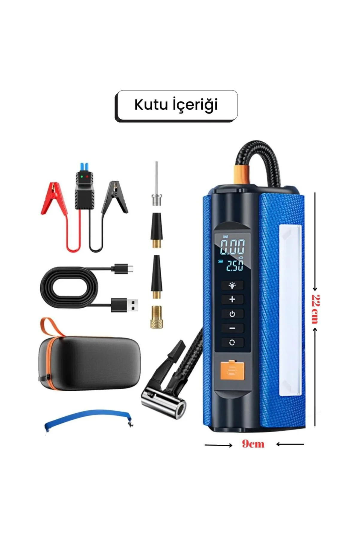 airPro 4 in 1 Şarjlı Akü Ateşleyici Hava Kompresör Lastik Şişiric