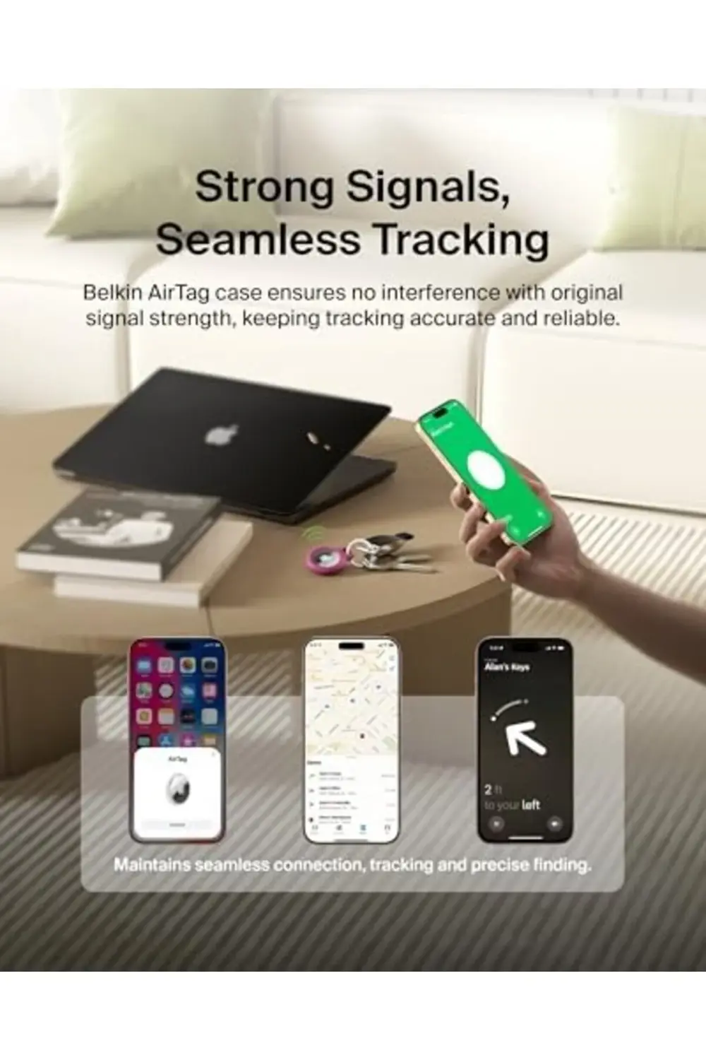 AirTag için Anahtarlıklı Kılıf - Pembe maxshtr 1053513