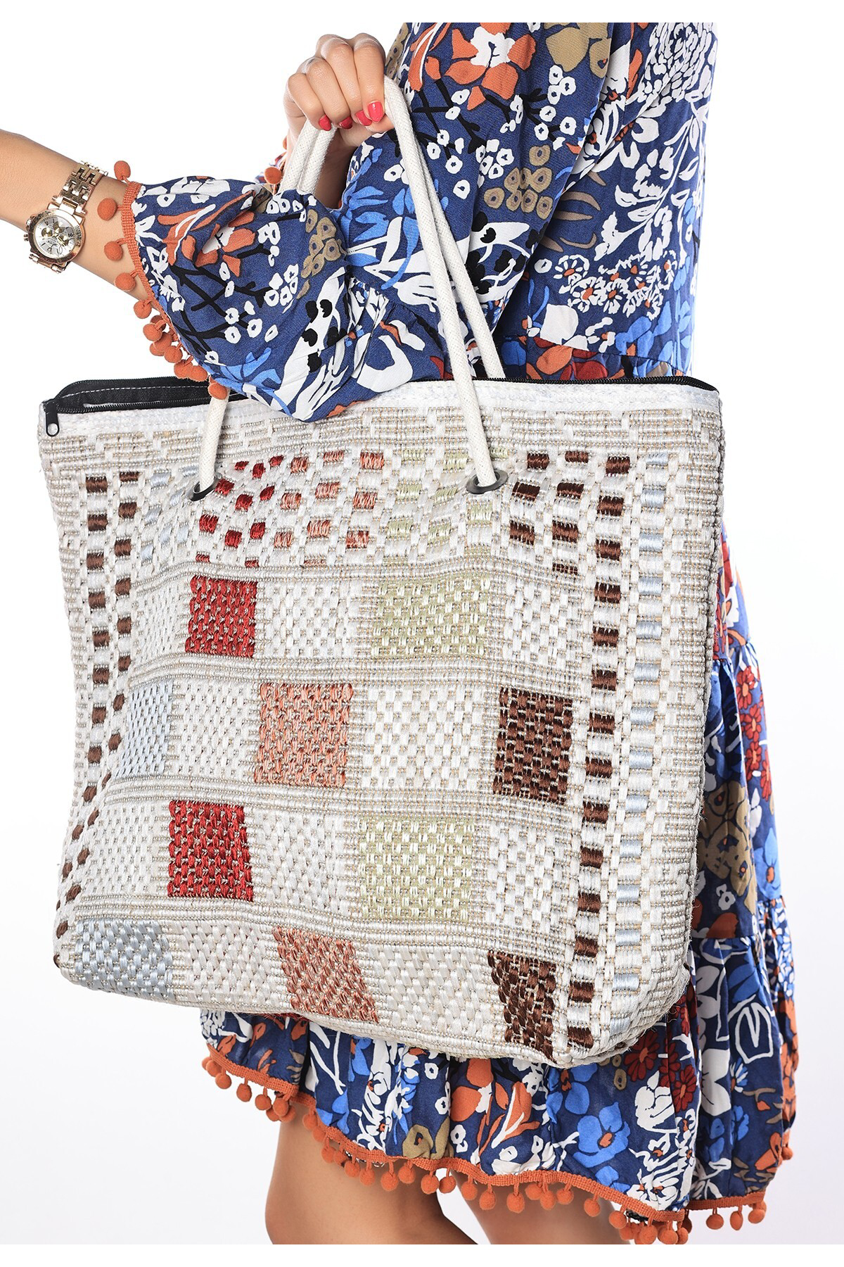 Erbilden Ajda Renkli Plaj Çantası