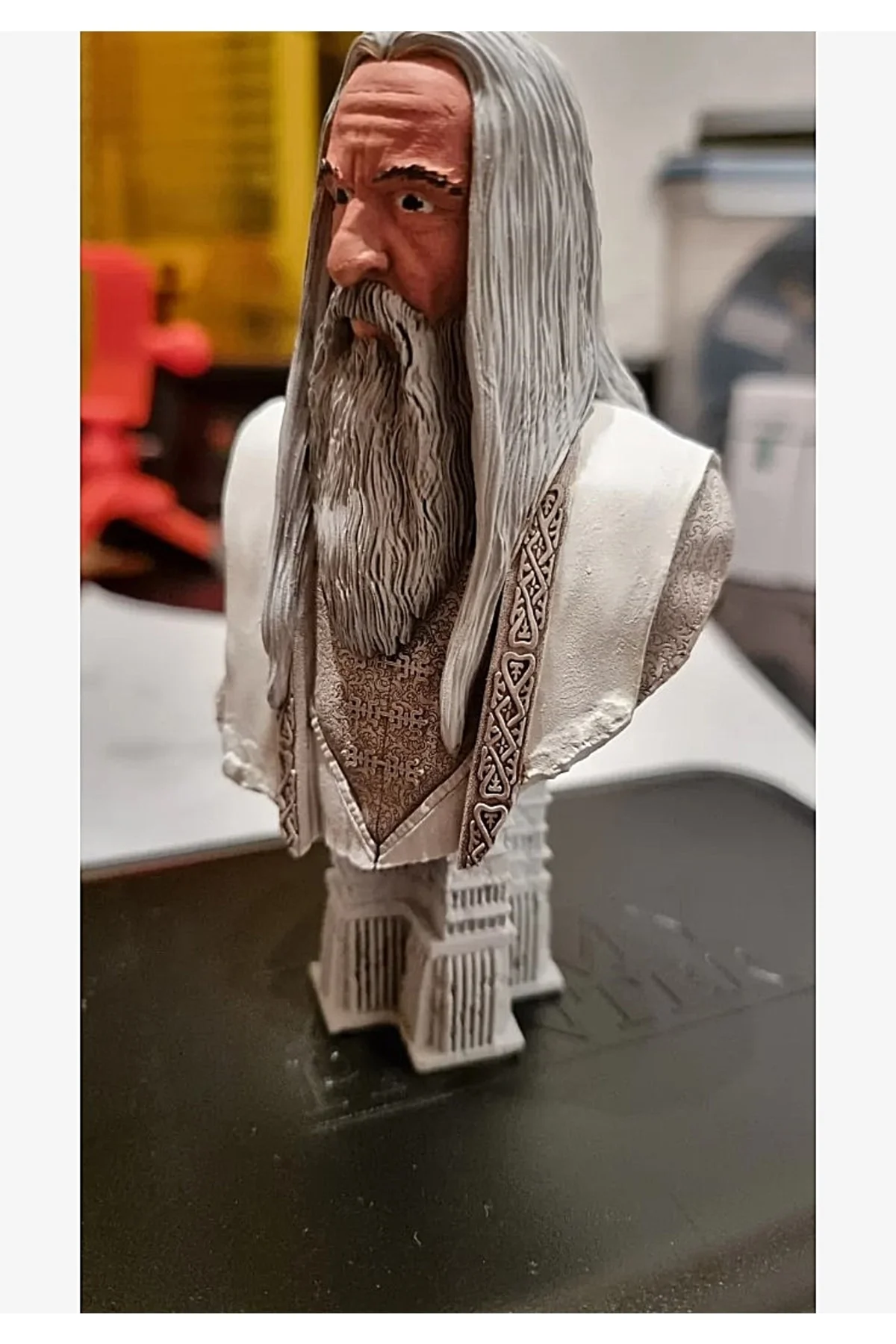 Ak Saruman Yüzüklerin Efendisi LOTR Boyalı Büst 20 cm YÜKSEKLİK BÜYÜK BOY