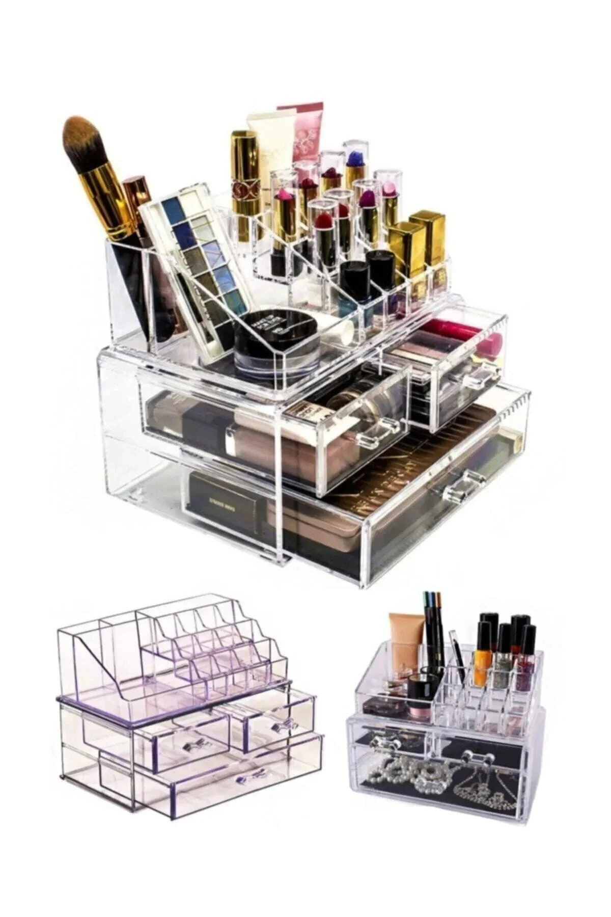 Ak635 3 Çekmeceli Makyaj Düzenleyici Organizer Set Takı Kutusu Ko
