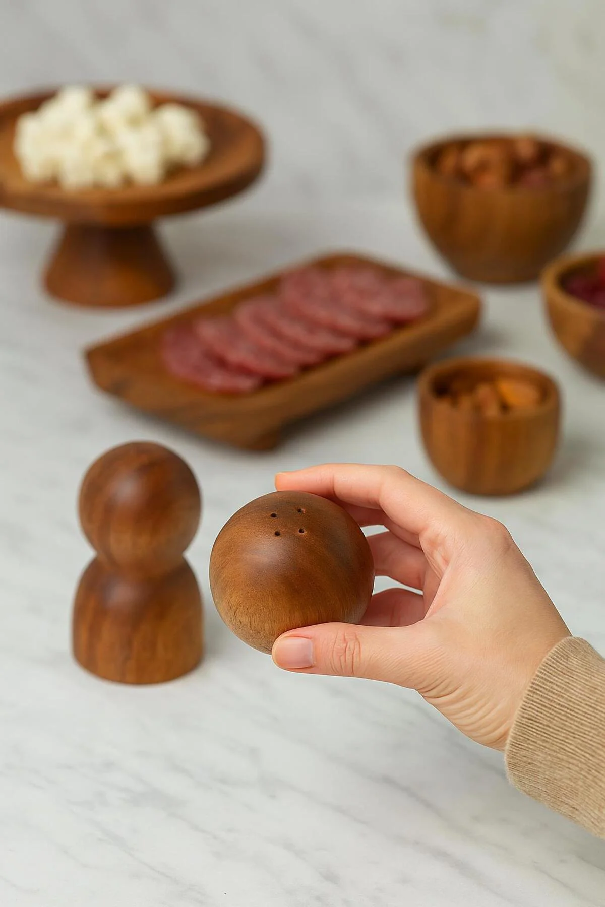 Akasya 2’li Top Tuzluk Biberlik Seti - Şık ve Doğal