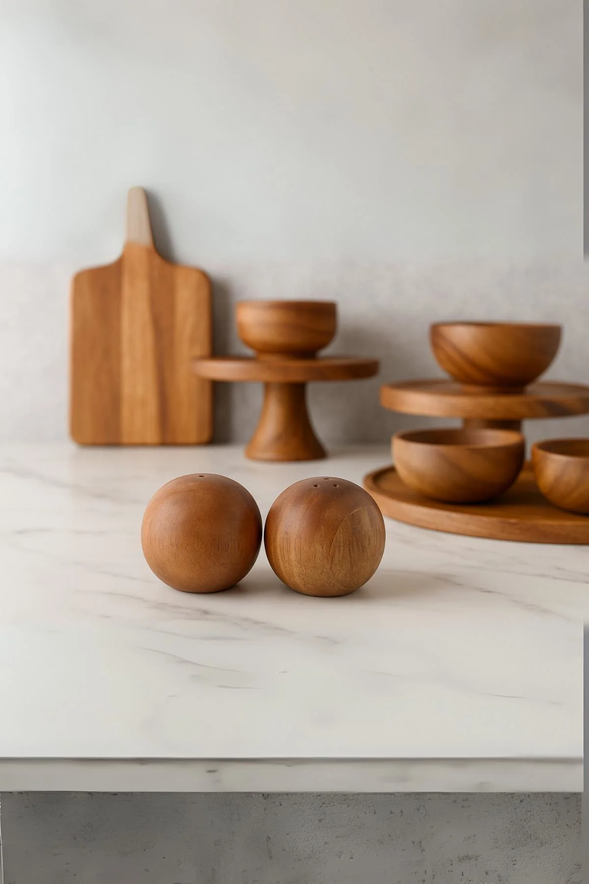 Akasya 2’li Top Tuzluk Biberlik Seti - Şık ve Doğal