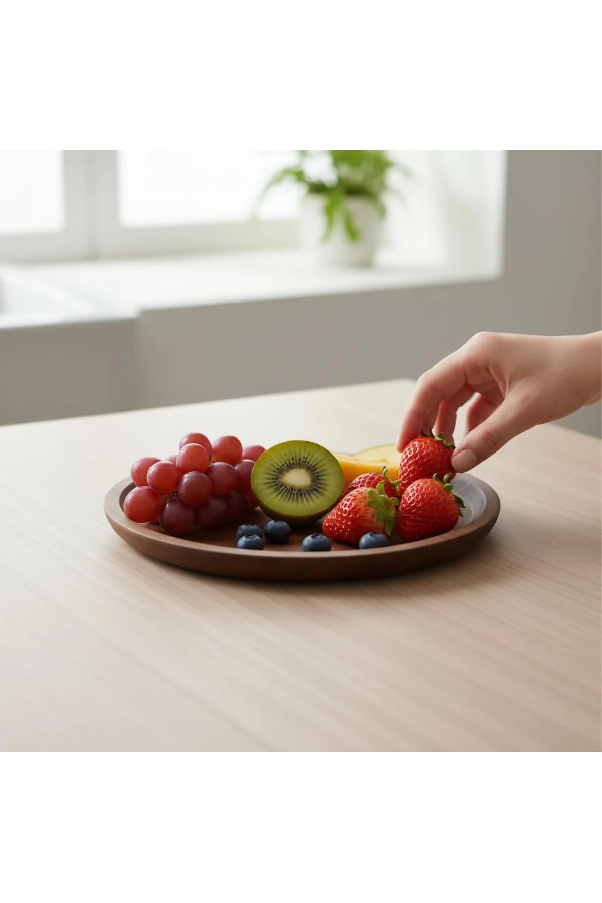 Akasya Ağacı Yuvarlak Sunum Tepsisi (25 cm) | Yükseltilmiş Kenarl