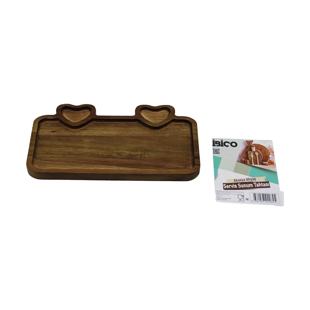 Akasya Dikdörtgen   3 Bölmeli=2in1 Kalp Bölme+1  Ahşap Servis Sunum Tepsi - Tahtası  25 X 14 X 1.4cm Bx40 Fiyatı, Yorumları ve Özellikleri
