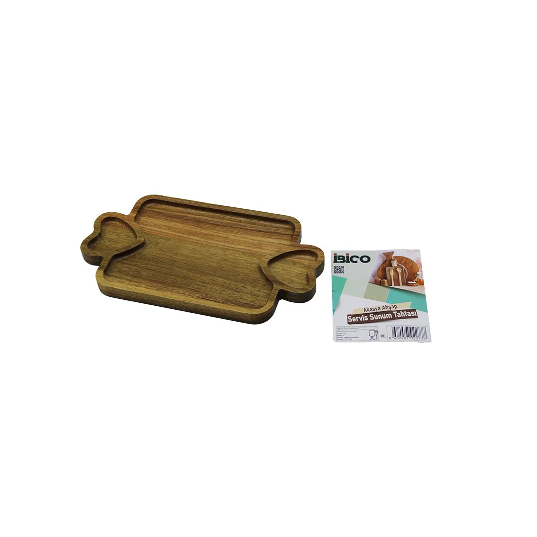 Akasya Dikdörtgen 3 BÖLMELİ=2İN1 Kalp Kulp - Bölme + 1 Ahşap Bambu Servis Sunum Tepsi - Tahtası 25 X 14 X 1.4CM Fiyatı, Yorumları ve Özellikleri