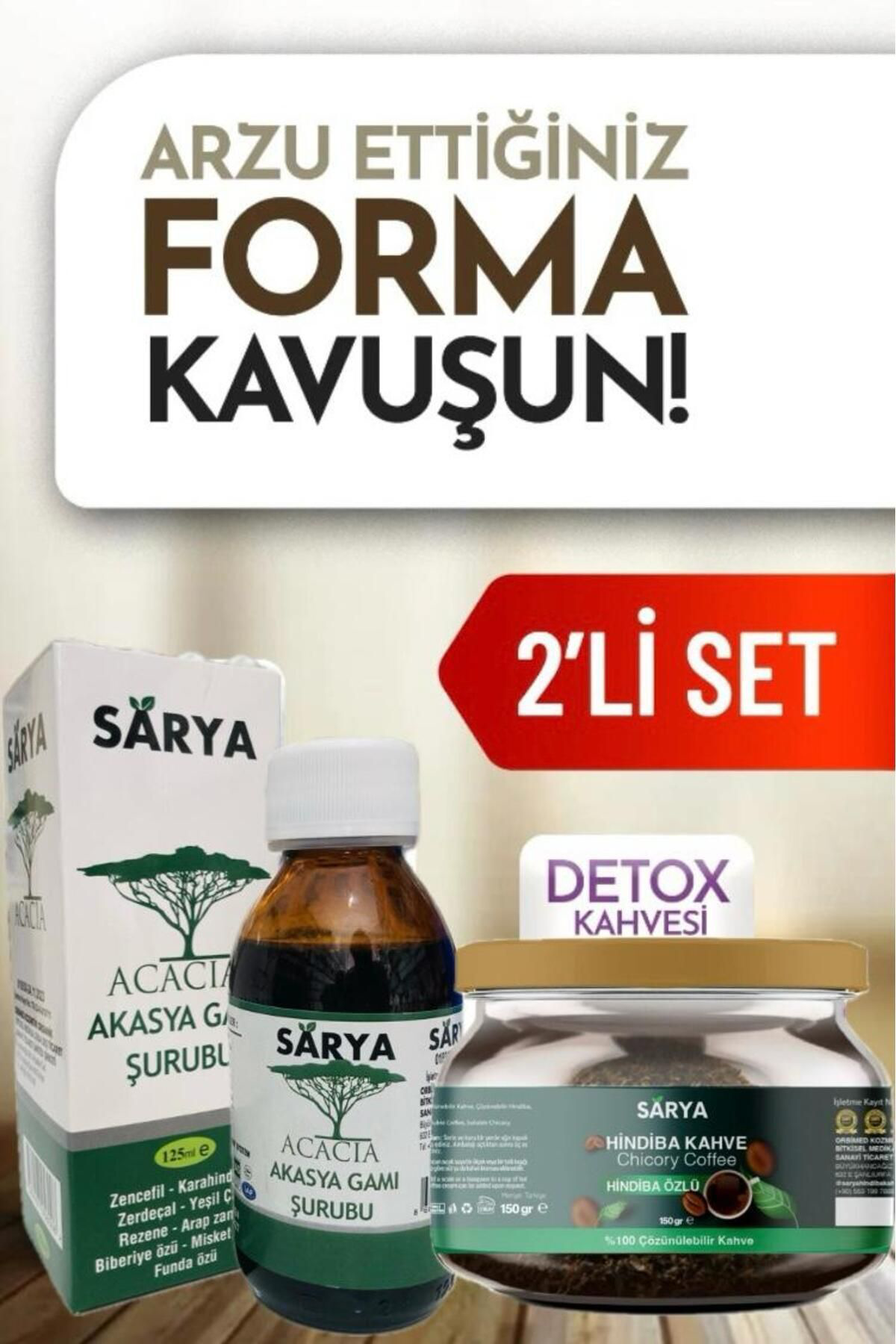 Sarya Akasya Gamı Şurubu Ve Hindiba Kahvesi Form Seti