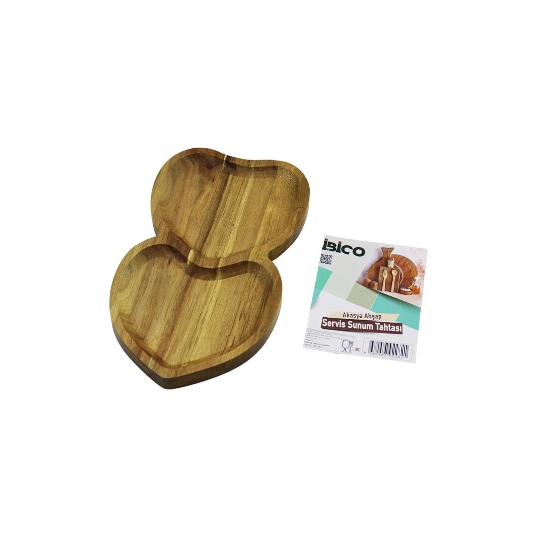 Akasya Kalpli  2 Bölmeli  Ahşap Servis Sunum Tepsi - Tahtası  25 X 14 X 1.4cm Bx40 Fiyatı, Yorumları ve Özellikleri