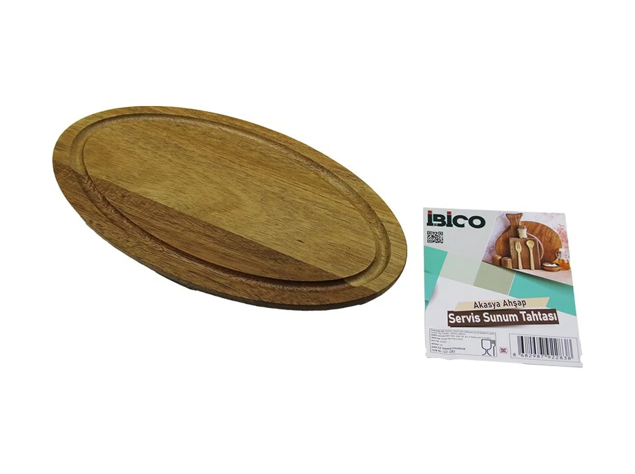 Akasya Oval Ahşap Servis Sunum Tepsi - Tahtası Mini Tepsi 25 X 14 X 1.4cm 5224