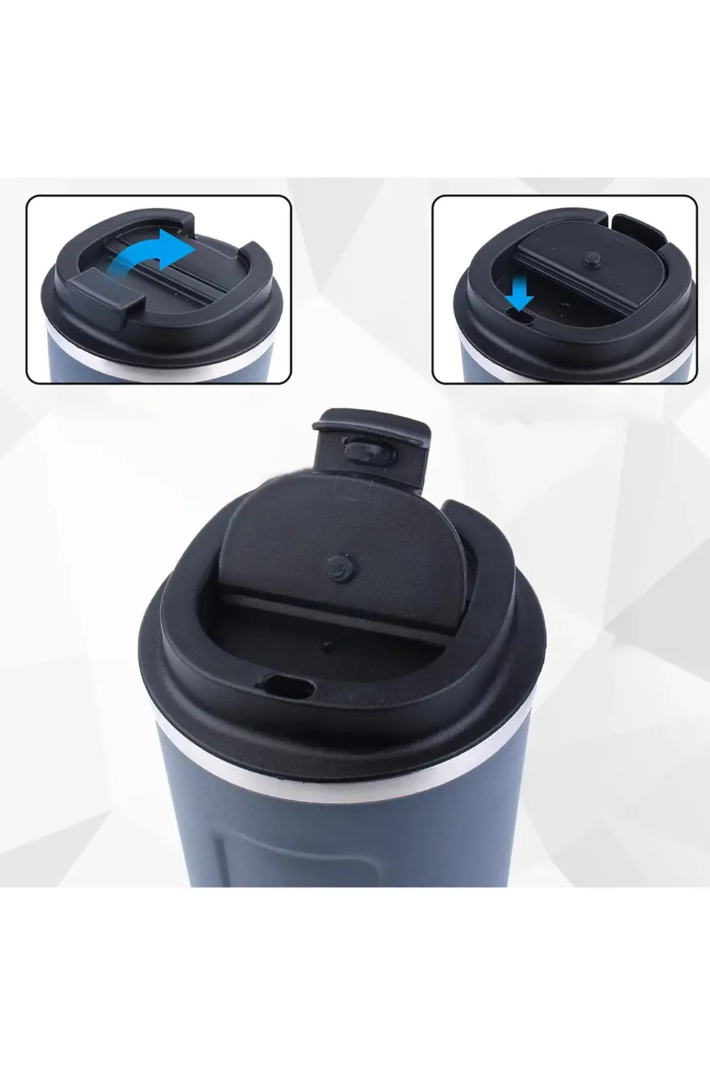 Akdenizpos Kg01 Paslanmaz Çelik 380 Ml Vakumlu Kapaklı Termos Kup