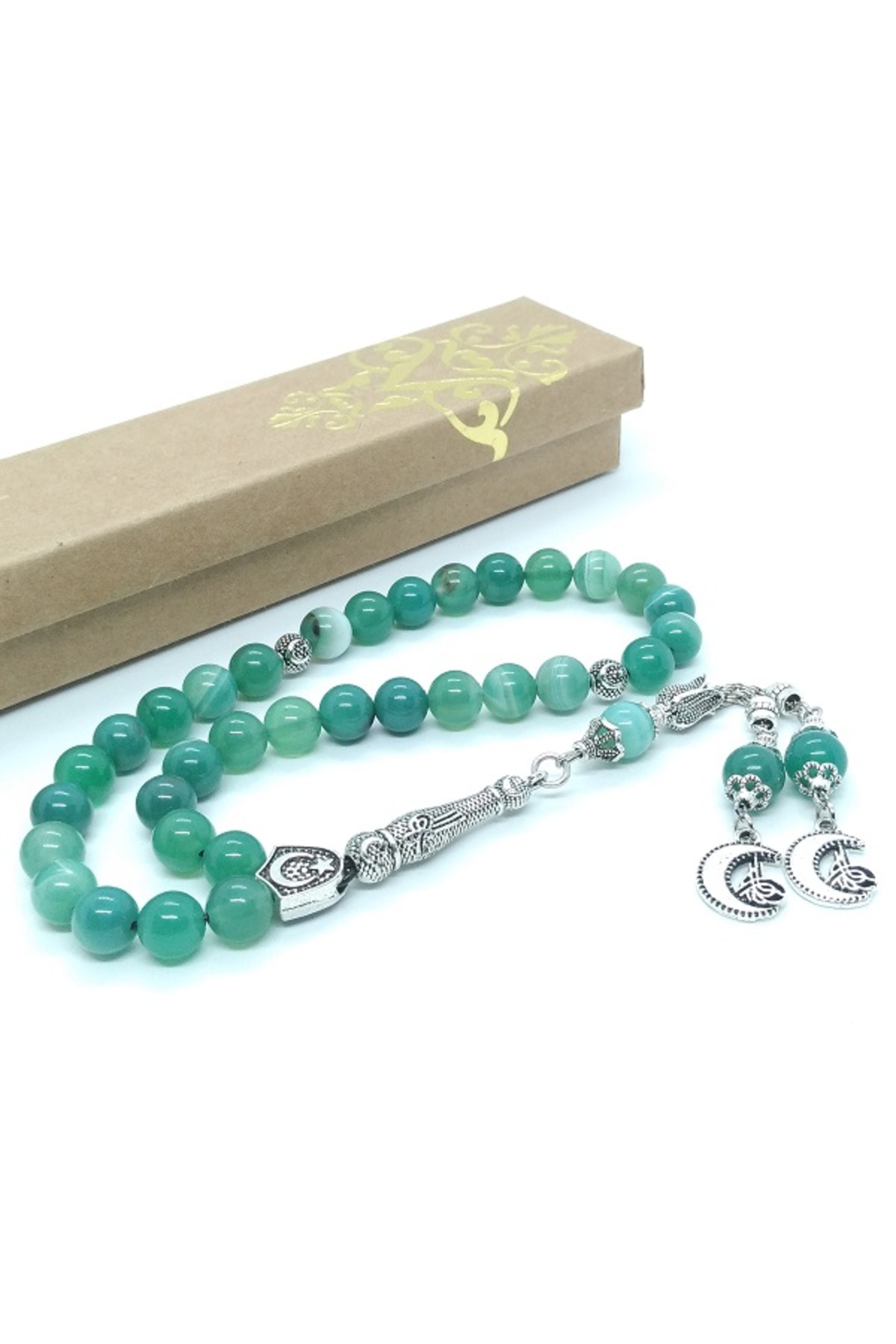 Taşlı İşler Akik Doğal Taşlı Tespih, Özel Püsküllü, 8 Mm...