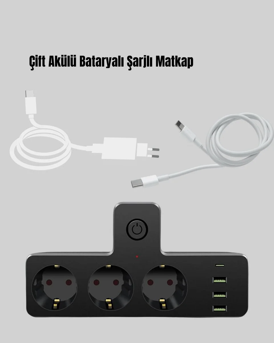 Akıllı 7 Girişli Çoklu Priz - Ev ve Ofis İçin Güvenli Şarj ve Enerji Yönetimi