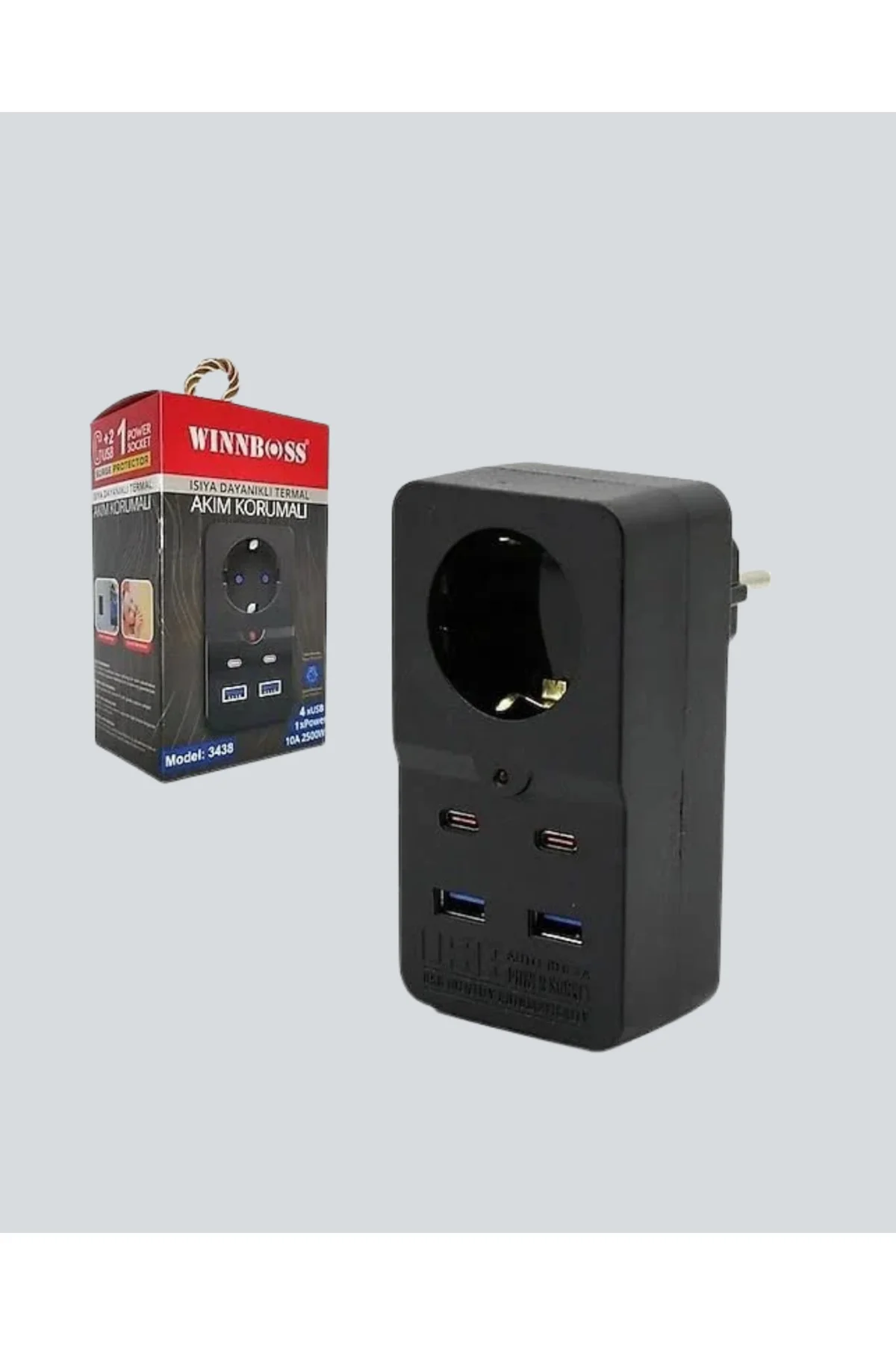 Akıllı Akım Dengelemeli Priz 2500W 4 USB Type C Çıkışlı