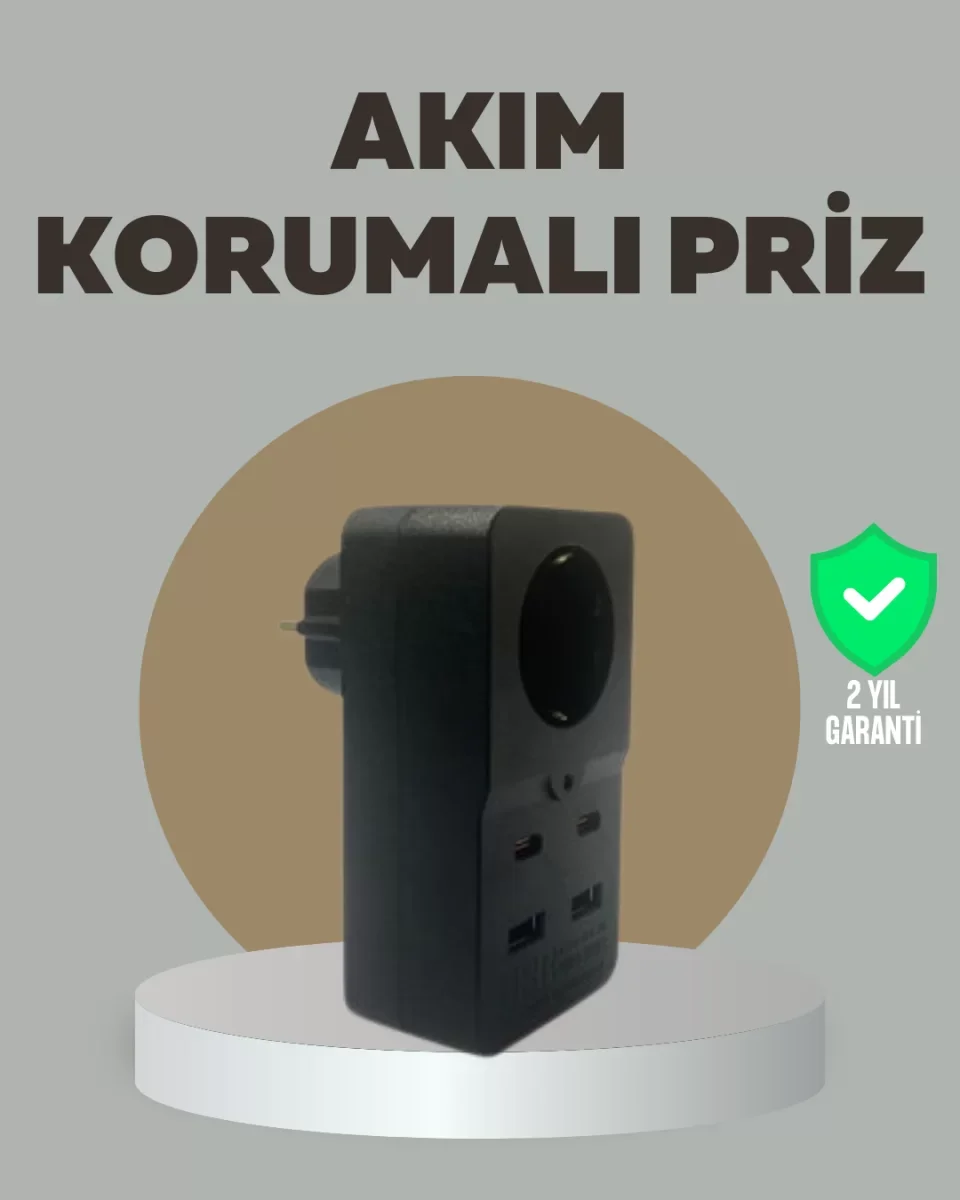 Akıllı Akım Dengelemeli Priz 2500W 4 USB Type C Çıkışlı - Lisinya