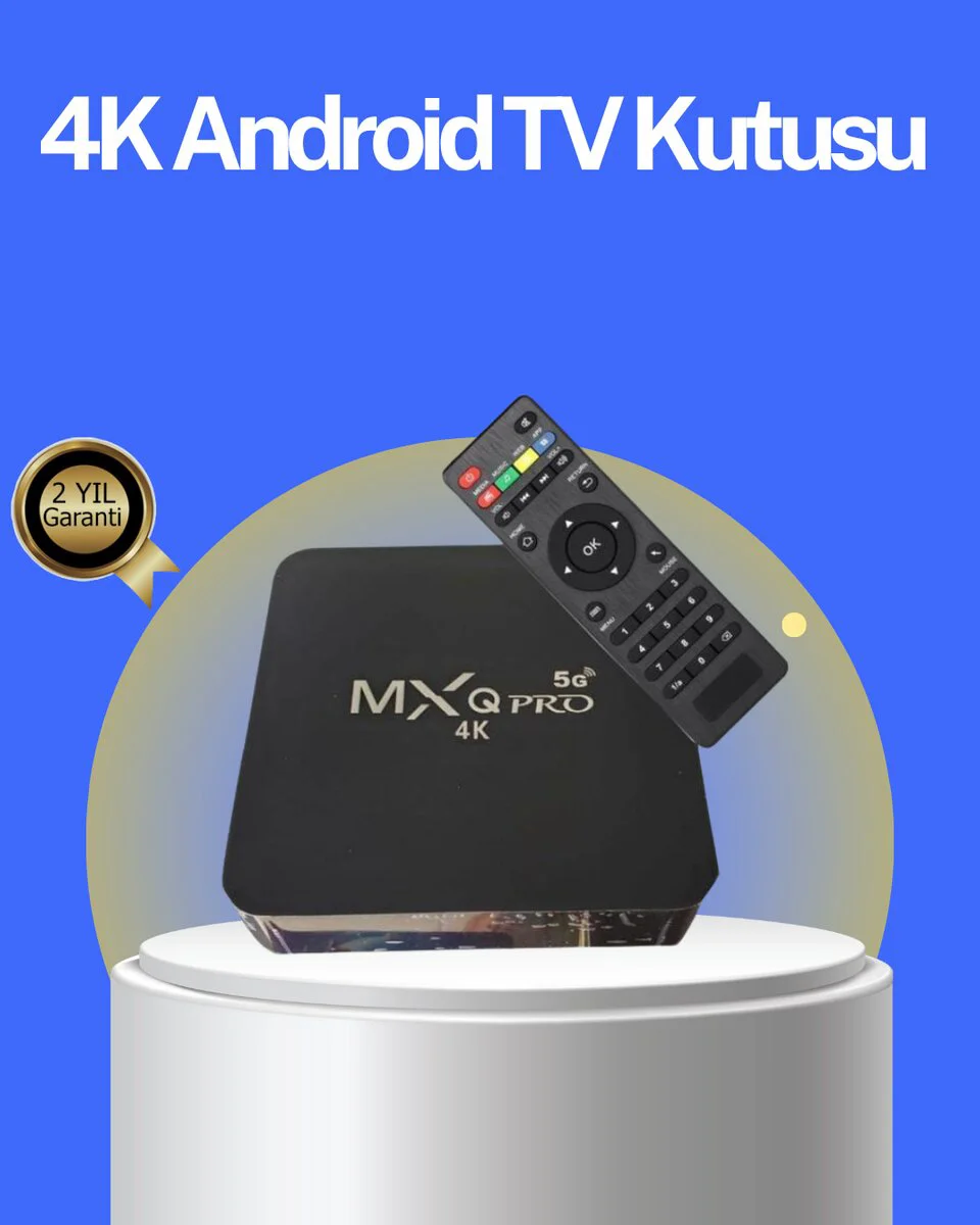 Akıllı Android TV Box 4K Ultra HD 2GB RAM 16GB Depolama - Netflix & YouTube Uyumlu