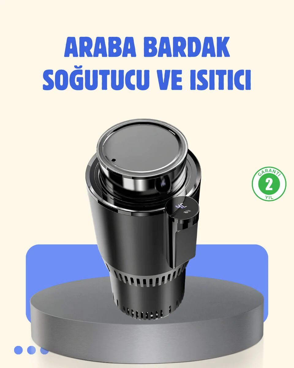 Akıllı Araç İçi Bardak Isıtıcı Soğutucu Dijital Ekranlı - Kahvenizi Kısa Sürede İstediğiniz Sıcaklıkta Tutun