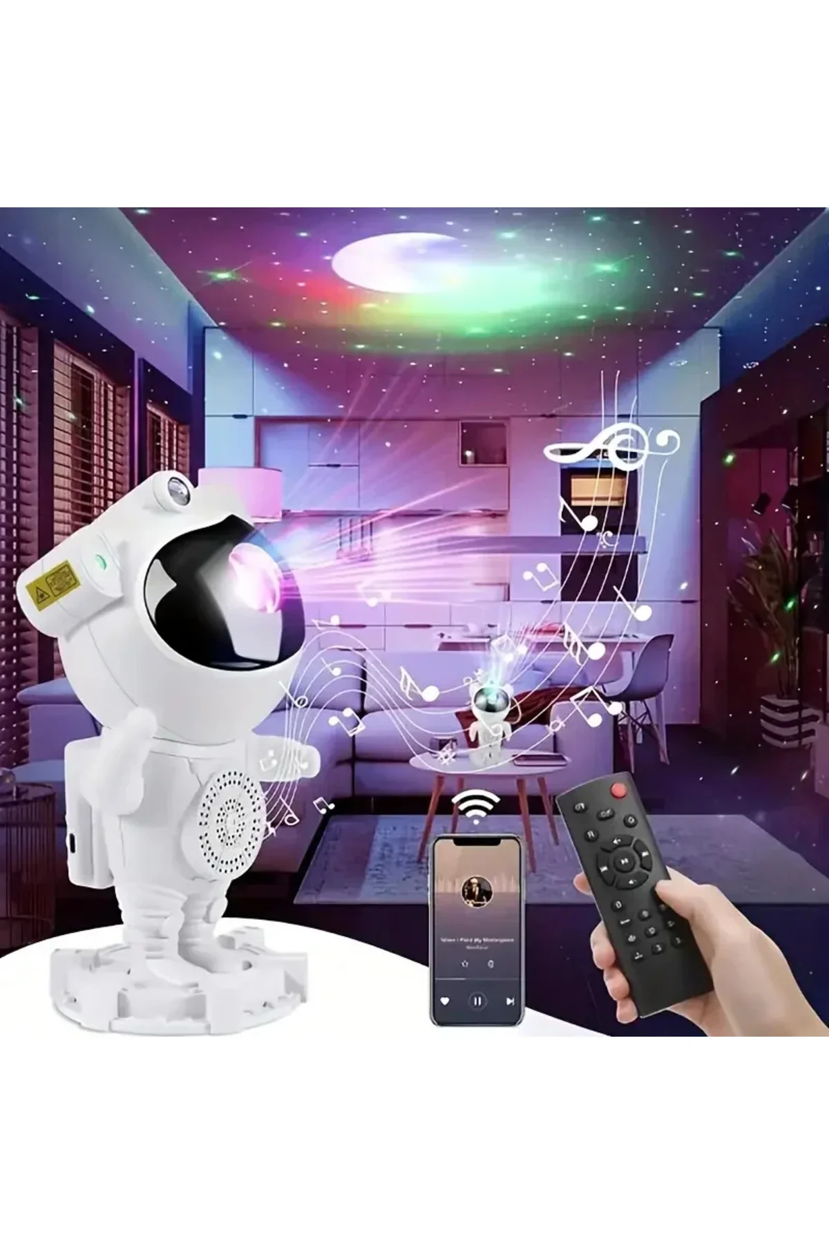 Akıllı Astronot Projeksiyon Gece Aydınlatma & Bluetooth Hoparlör
