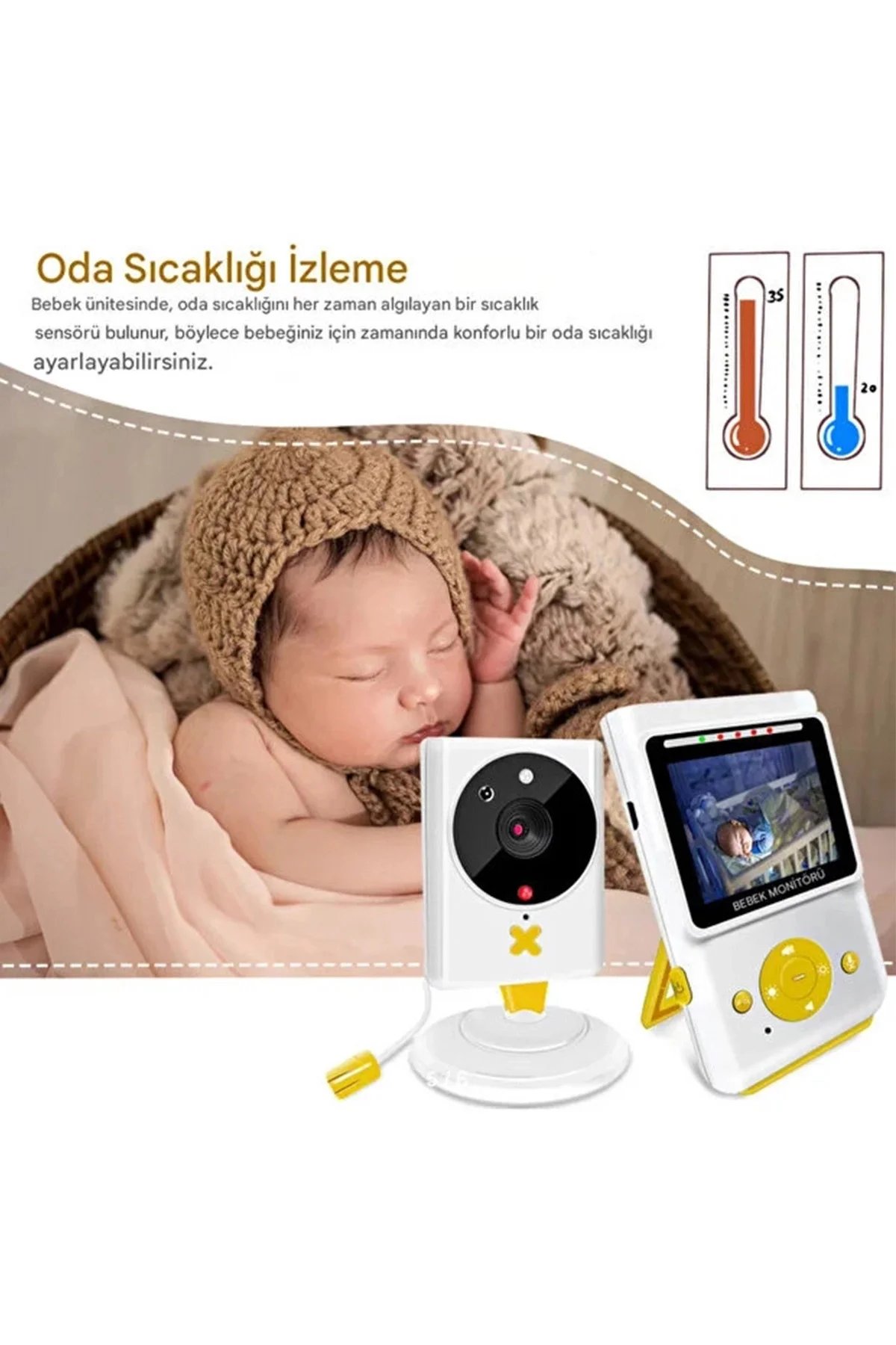 Akıllı Bebek Kamerası Monitörlü Karşılıklı Konuşma Özellikli Sıca
