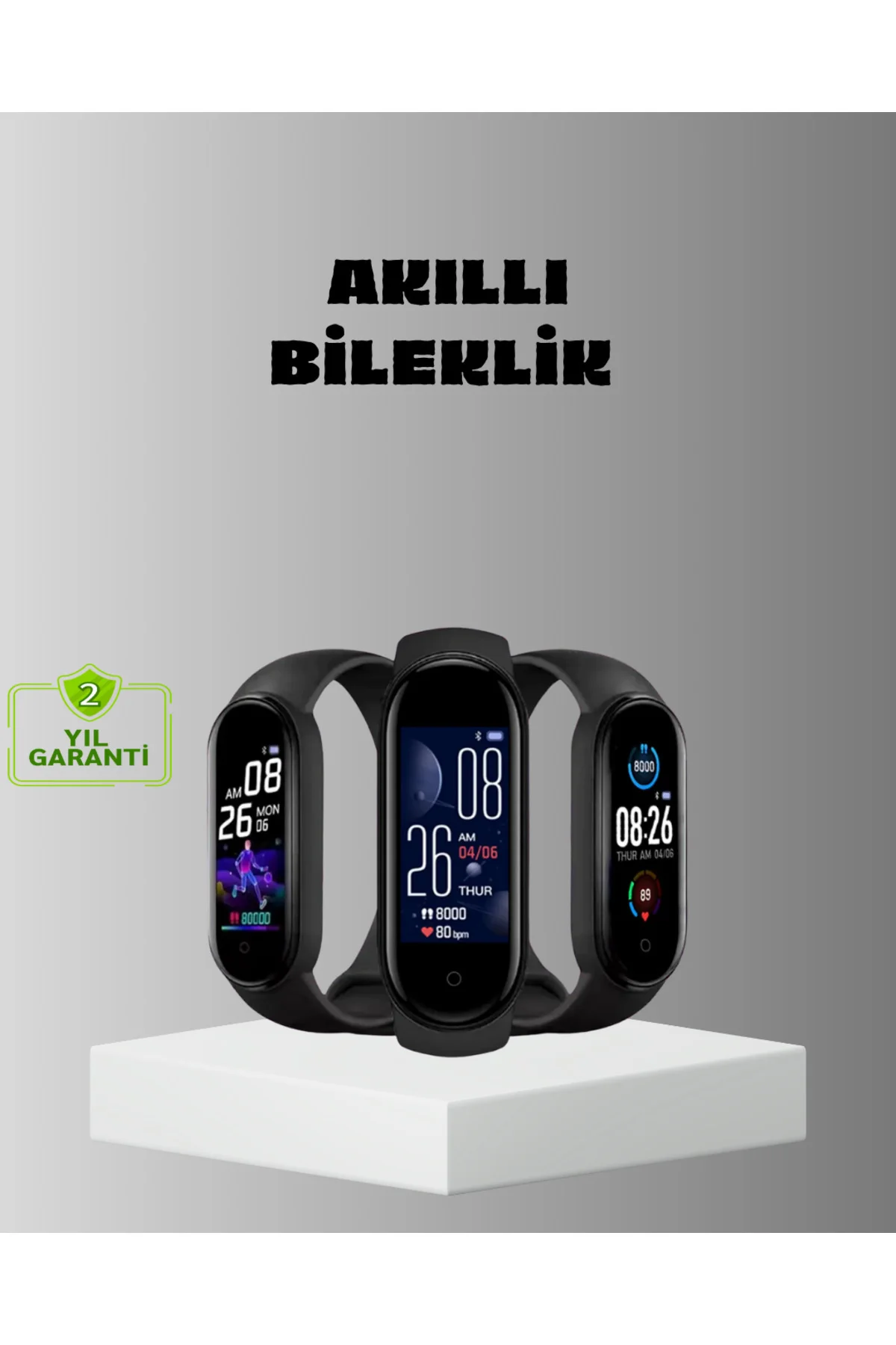 Akıllı Bileklik Adım Sayarlı Kalori Takipli Bildirim Uyumlu IP67 