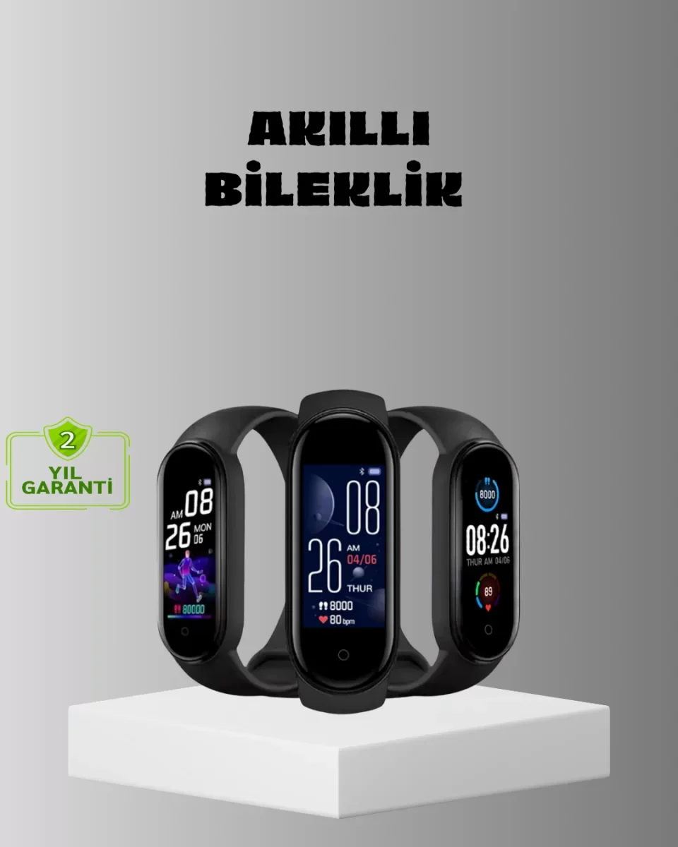 Akıllı Bileklik Adım Sayarlı Kalori Takipli Bildirim Uyumlu IP67 