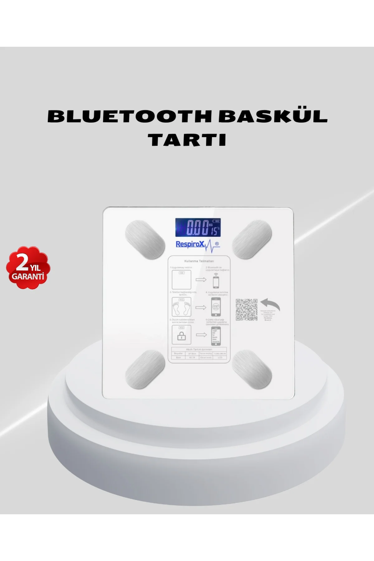 Akıllı Bluetooth Tartı – 8 Farklı Ölçüm Verisi, Otomatik Kişi Tan
