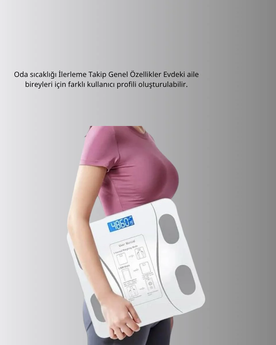 Akıllı Bluetooth Tartı - 8 Farklı Ölçüm Verisi ve Otomatik Kişi Tanıma ile Sağlık Takibi