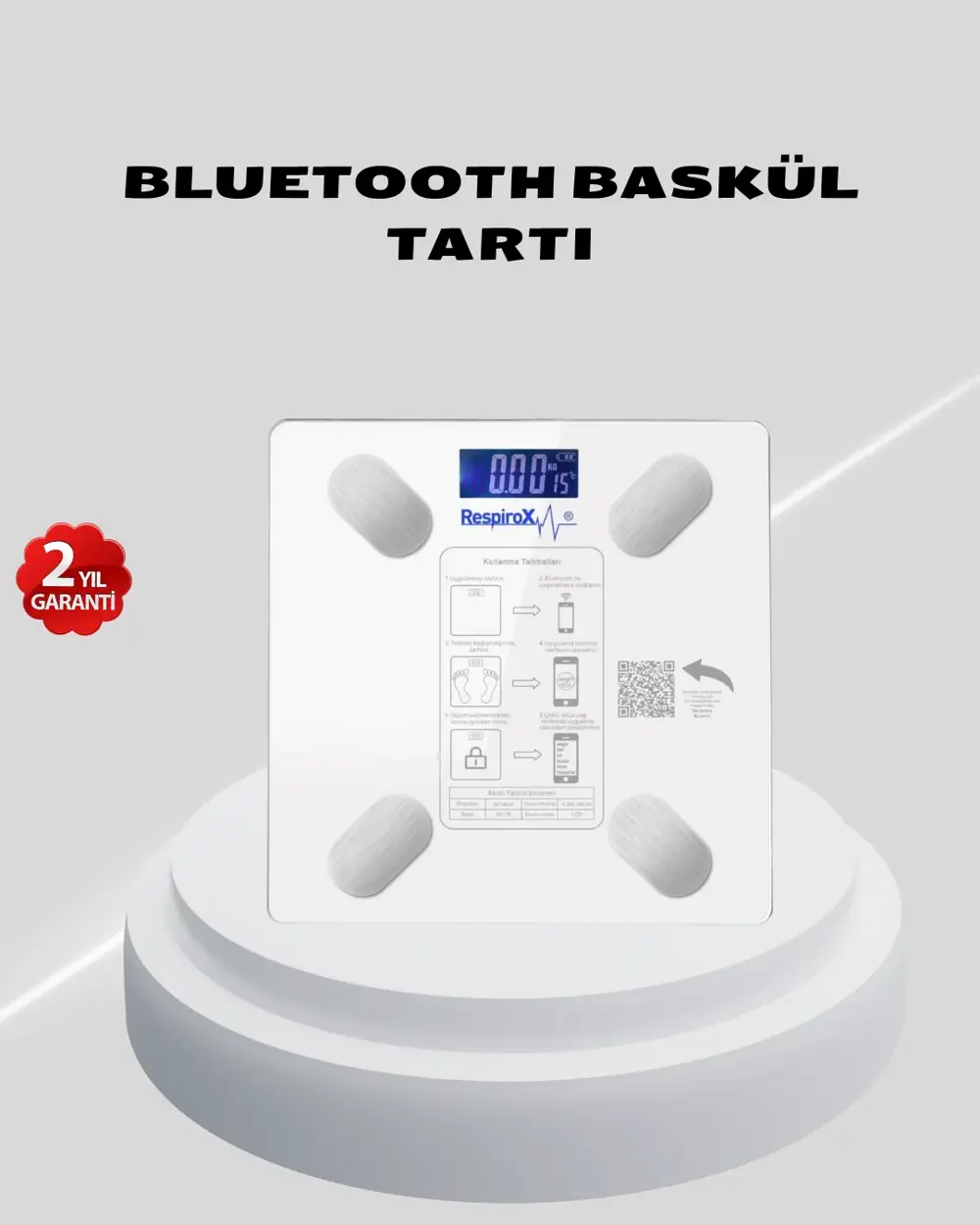 Akıllı Bluetooth Tartı – 8 Farklı Ölçüm Verisi, Otomatik Kişi Tan