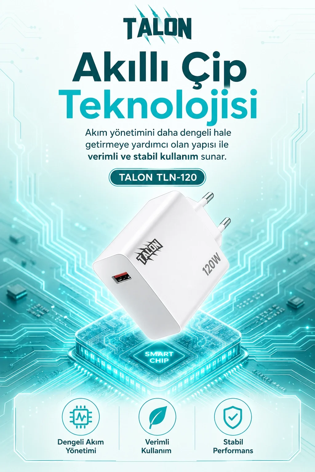 Akıllı Çip Korumalı 120W Hızlı Şarj Cihazı Kablo Dahil Güvenli Dolum Seti