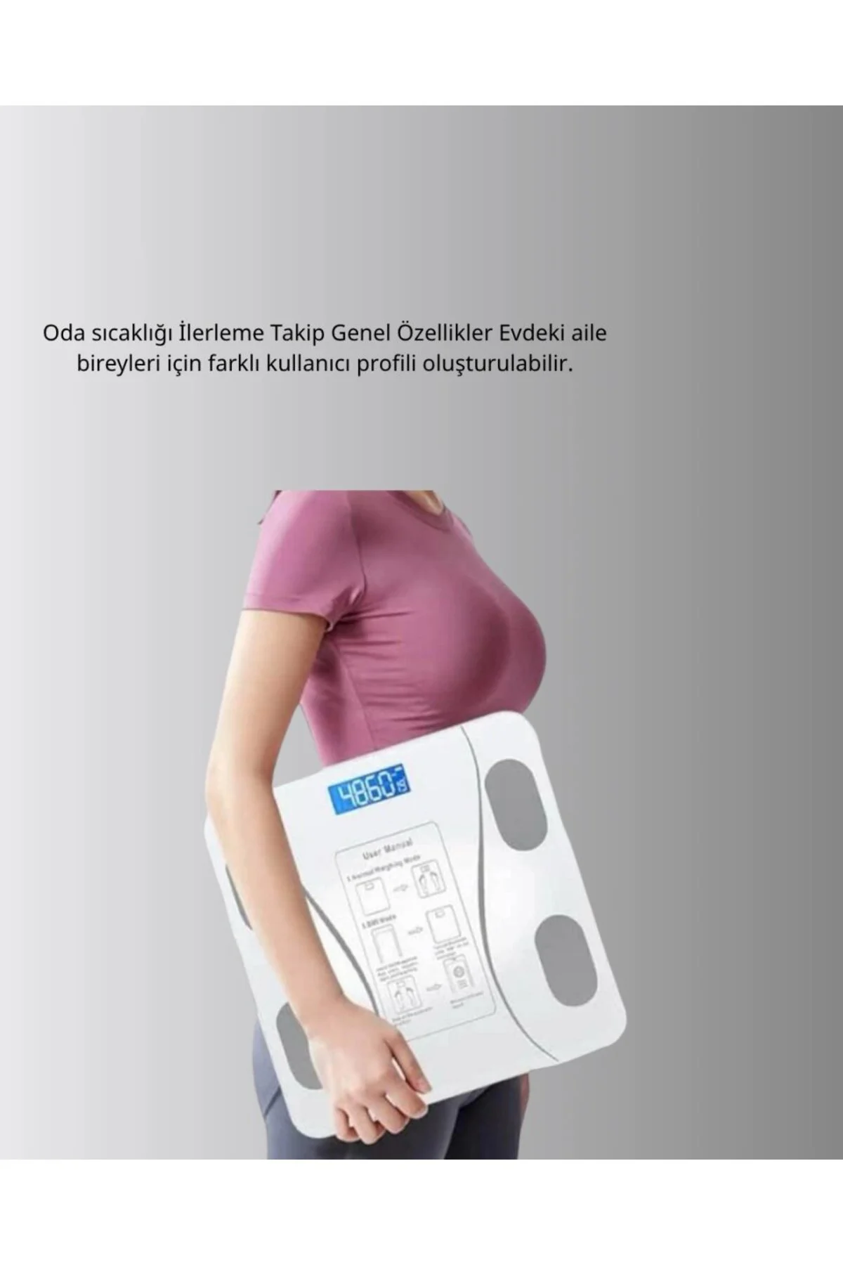 Akıllı Dijital Baskül – Bluetooth Bağlantılı, 8 Ölçüm Verili, Akıllı Vücut Analiz Tartısı