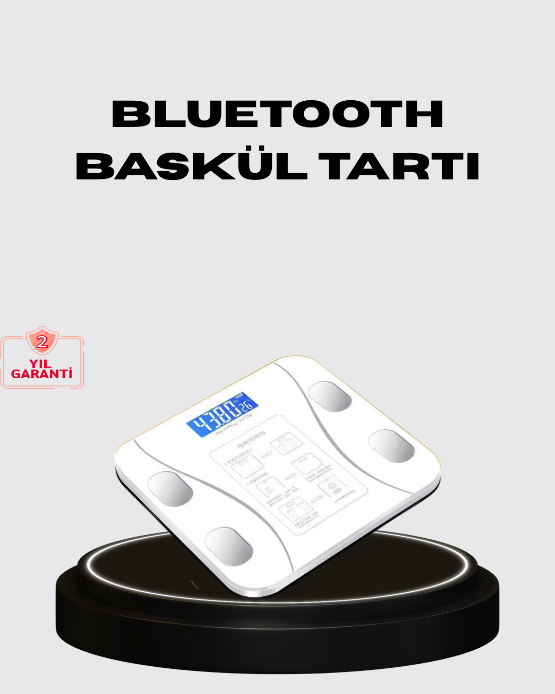Akıllı Dijital Baskül – Bluetooth Bağlantılı, 8 Ölçüm Verili, Akı