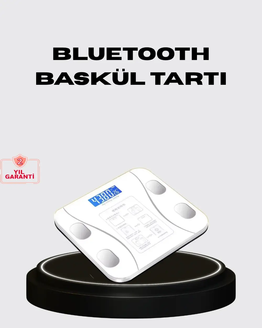 Akıllı Dijital Baskül – Bluetooth Bağlantılı, 8 Ölçüm Verili, Akı