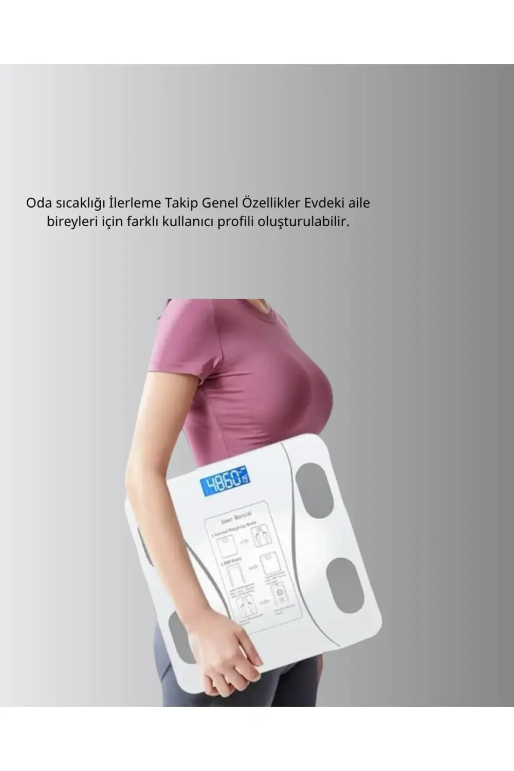 Akıllı Dijital Baskül – Bluetooth Bağlantılı, 8 Ölçüm Verili, Akı