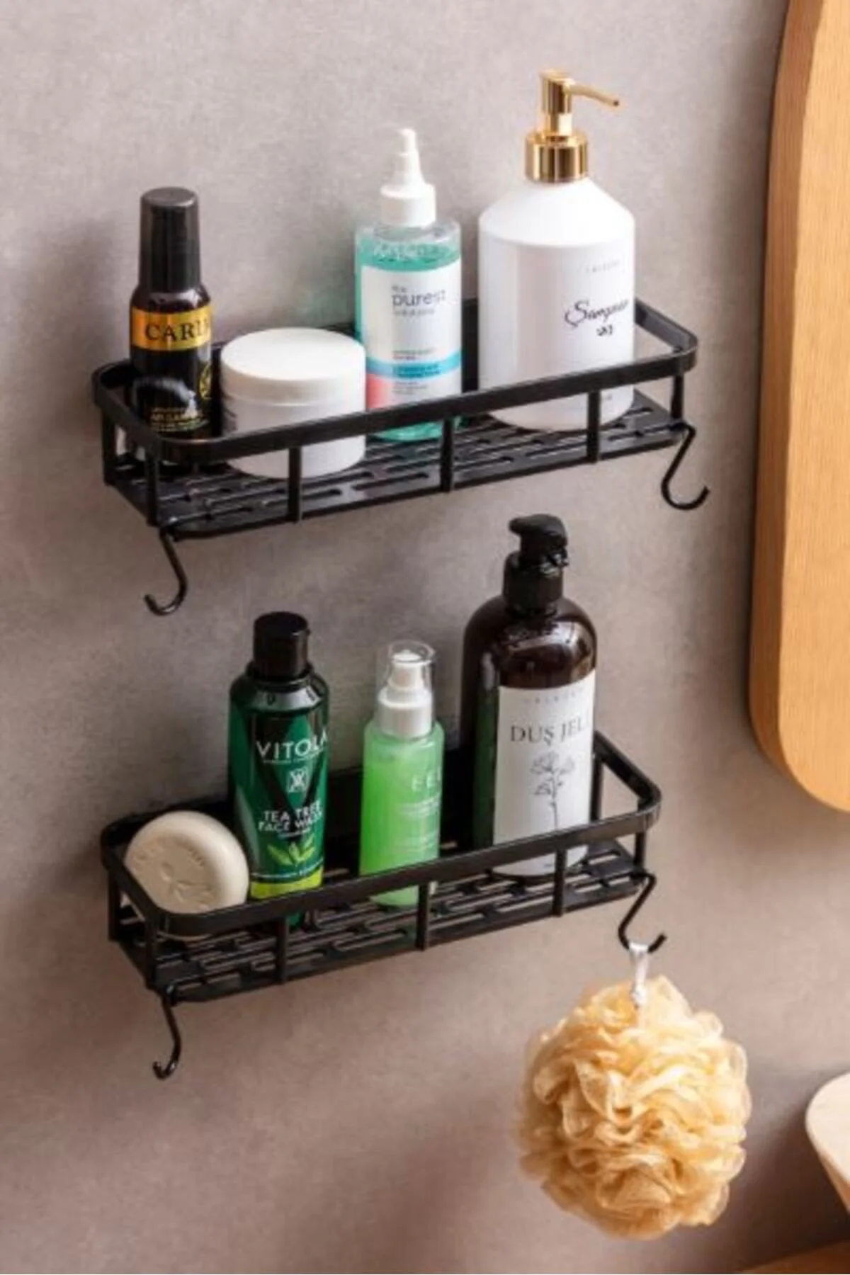 Akıllı Düzenleyici Raf 2’li Set 4 kancalı – Mutfak, Banyo ve Çok 