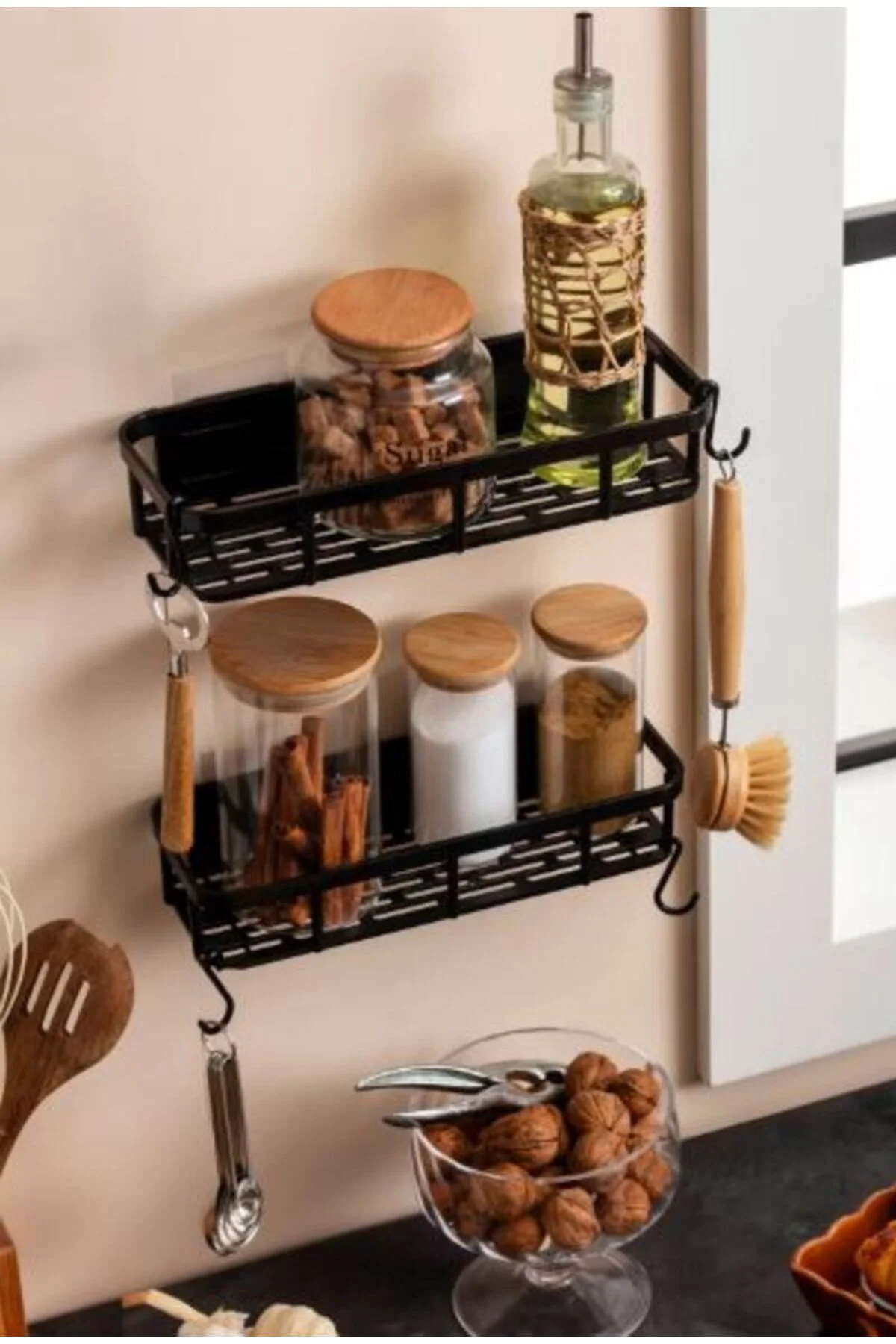 Akıllı Düzenleyici Raf 2’li Set 4 kancalı – Mutfak, Banyo ve Çok 