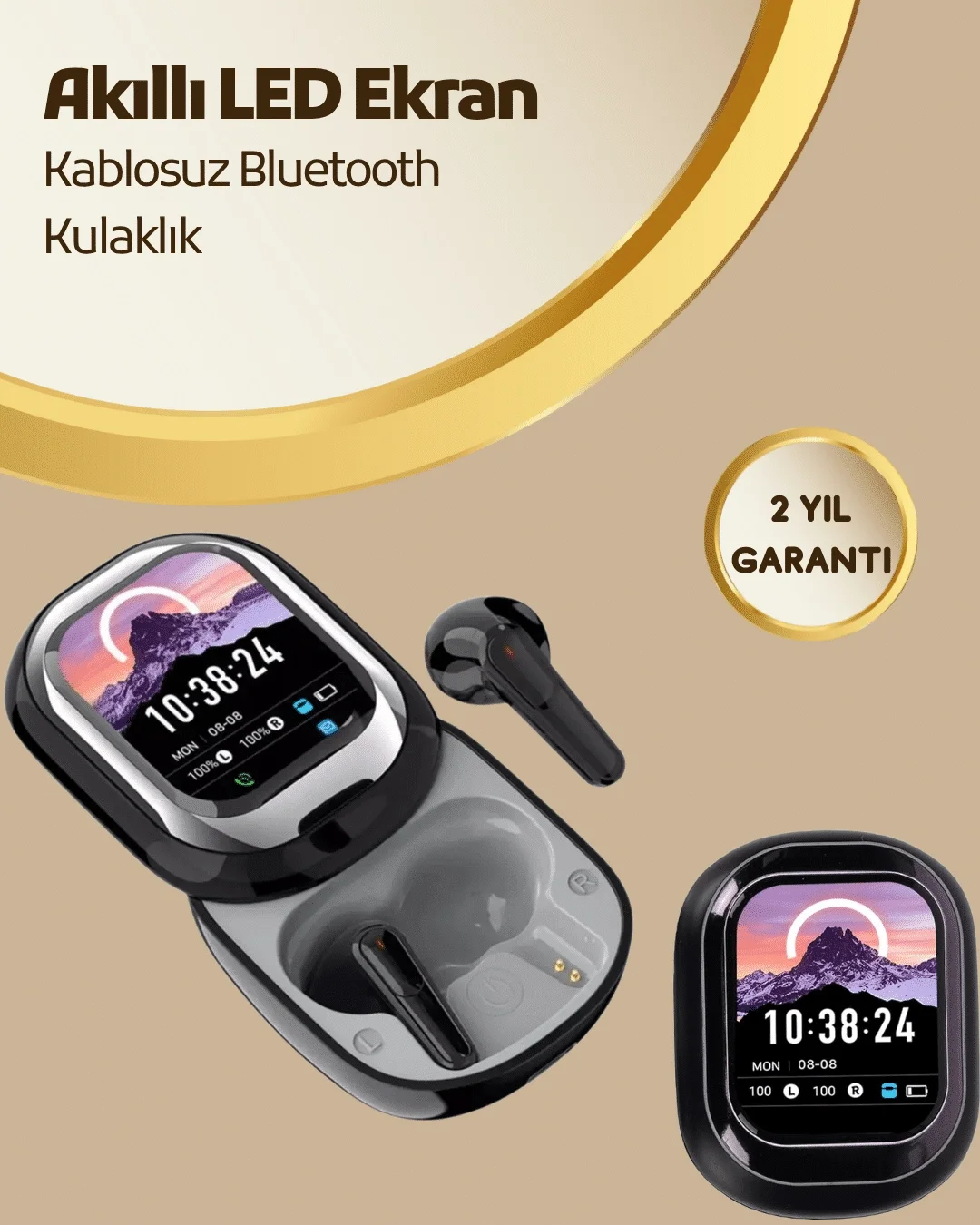 Akıllı Ekranlı Bluetooth 5.4 Kablosuz Kulaklık – Dokunmatik ve Şarj Kutulu Akıllı Ekranlı Bluetooth 5.4 Kablosuz Kulaklık – Dokunmatik ve Şarj Kutulu